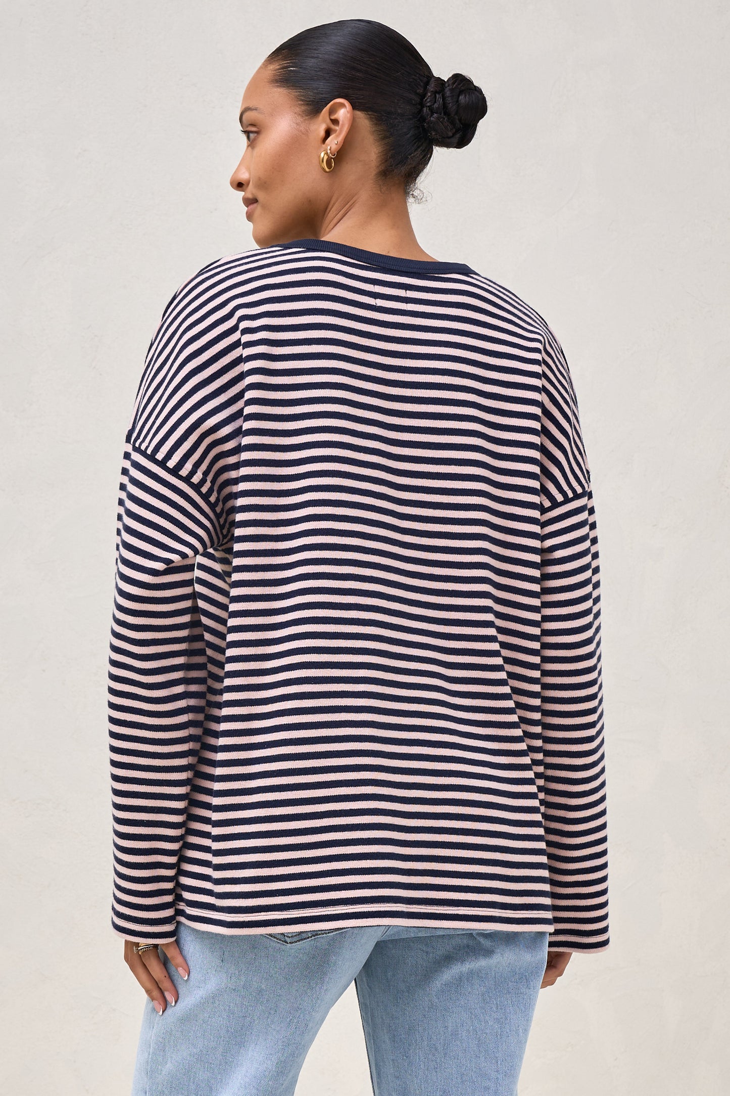 Outline Long Sleeve Top - Navy/Pink