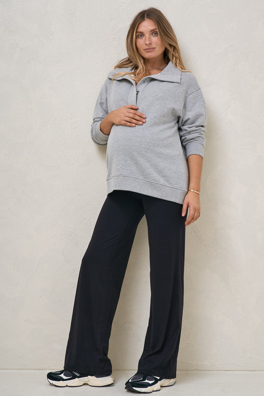 Settle In Snap Front Sweat - Grey Marle