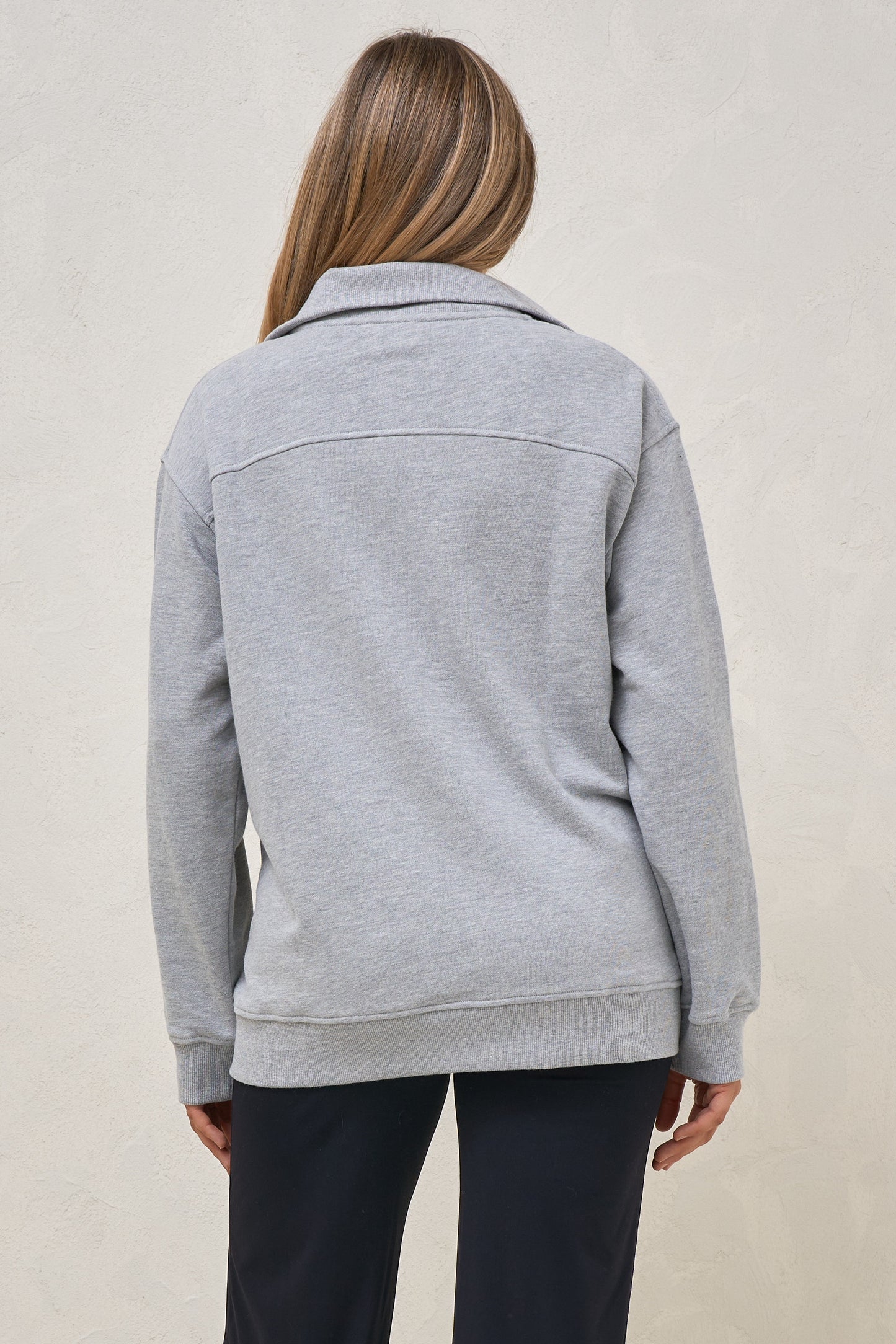 Settle In Snap Front Sweat - Grey Marle