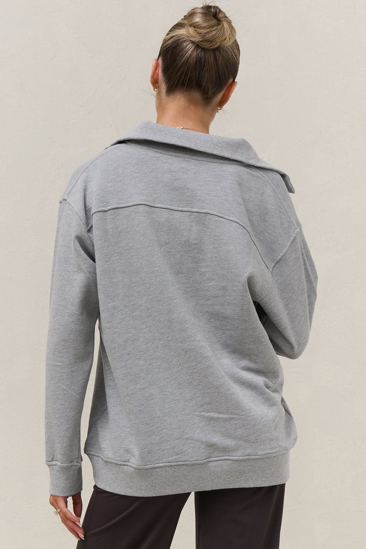 Settle In Snap Front Sweat - Grey Marle
