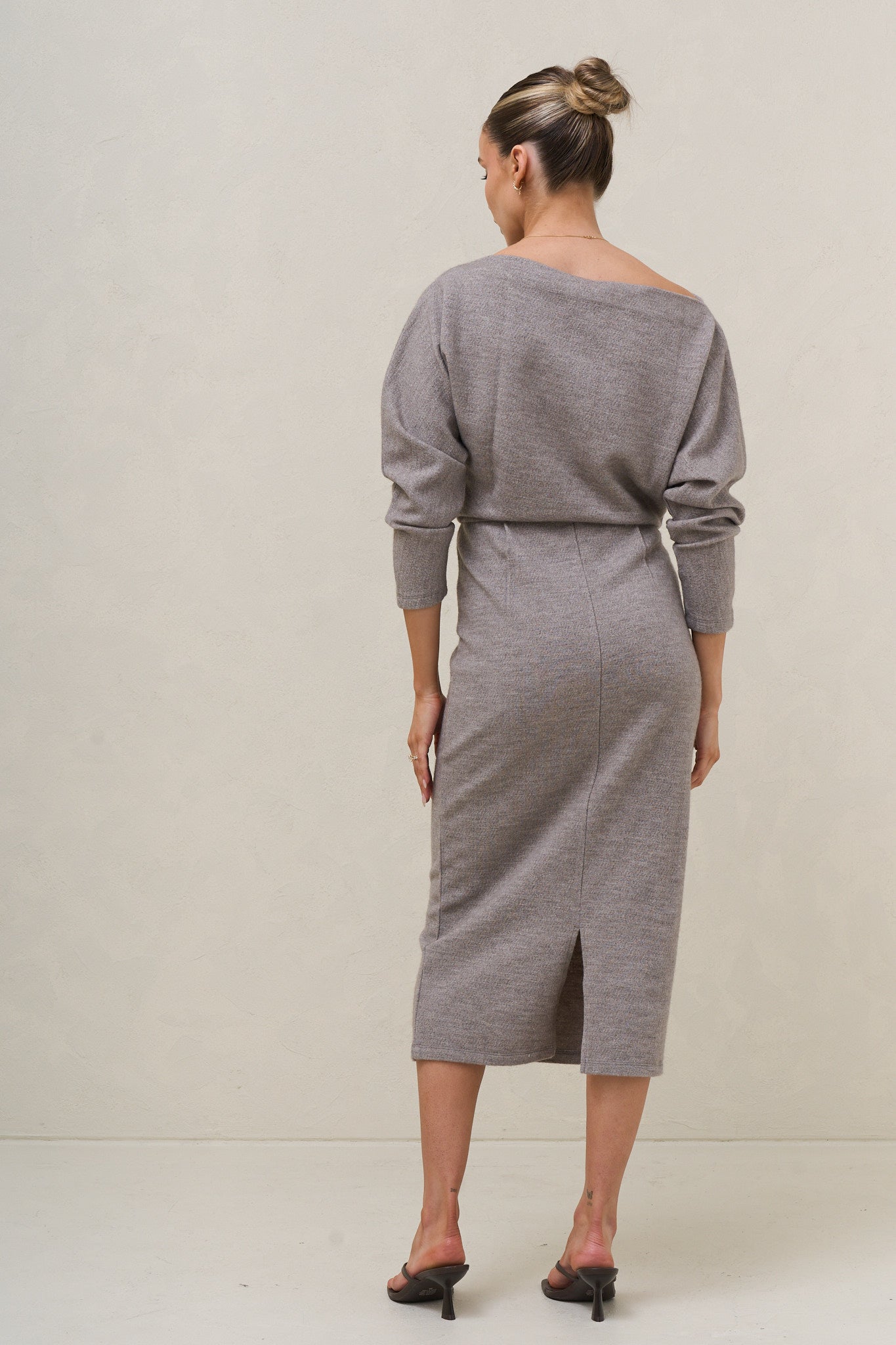 Suspense Batwing Midi Dress - Grey Marle