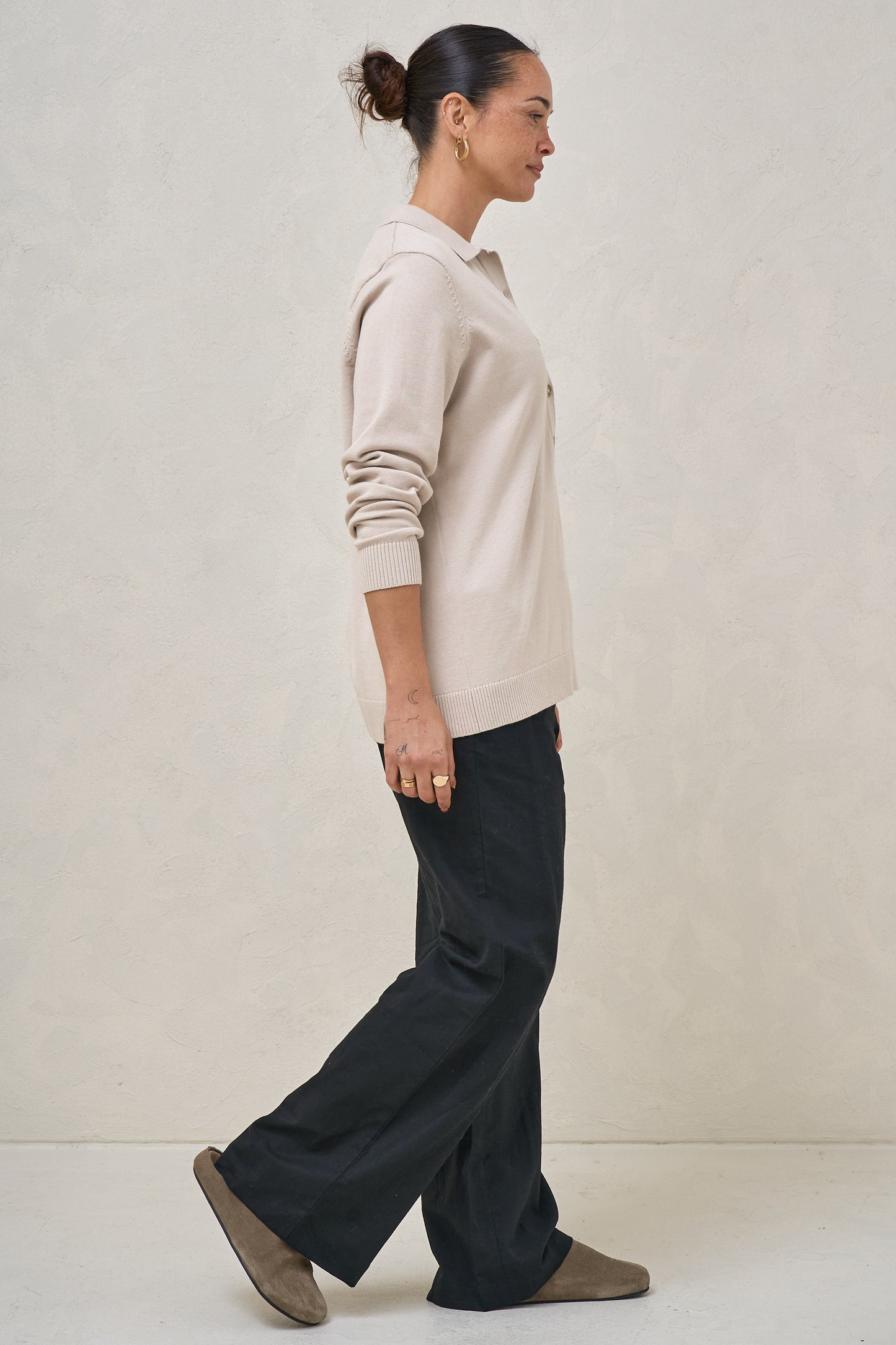 True Story Knit Nursing Polo - Almond