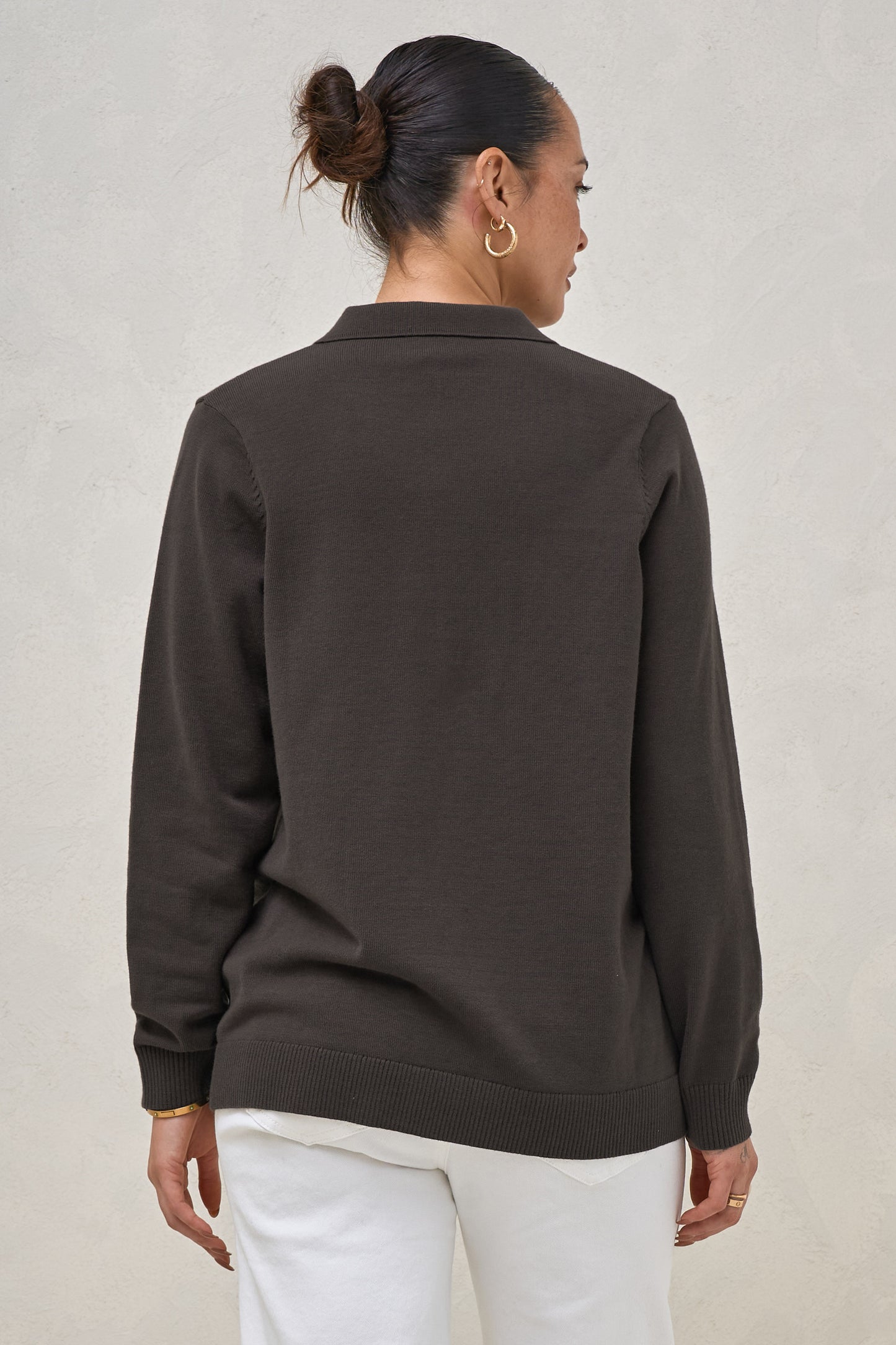 True Story Knit Nursing Polo - Chocolate