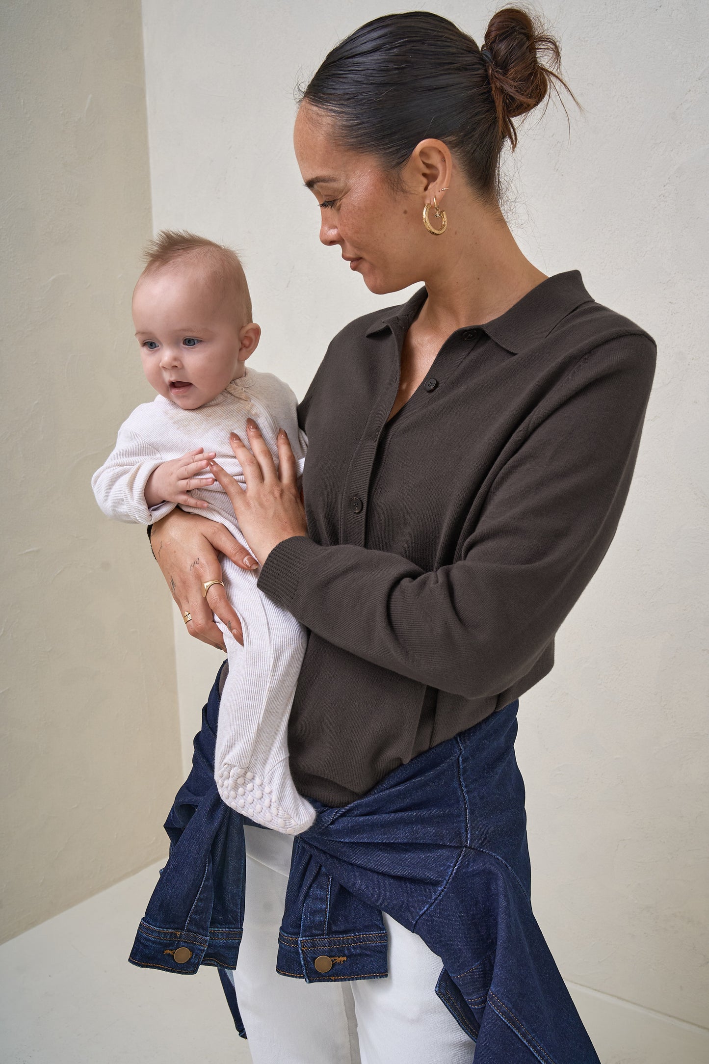 True Story Knit Nursing Polo - Chocolate