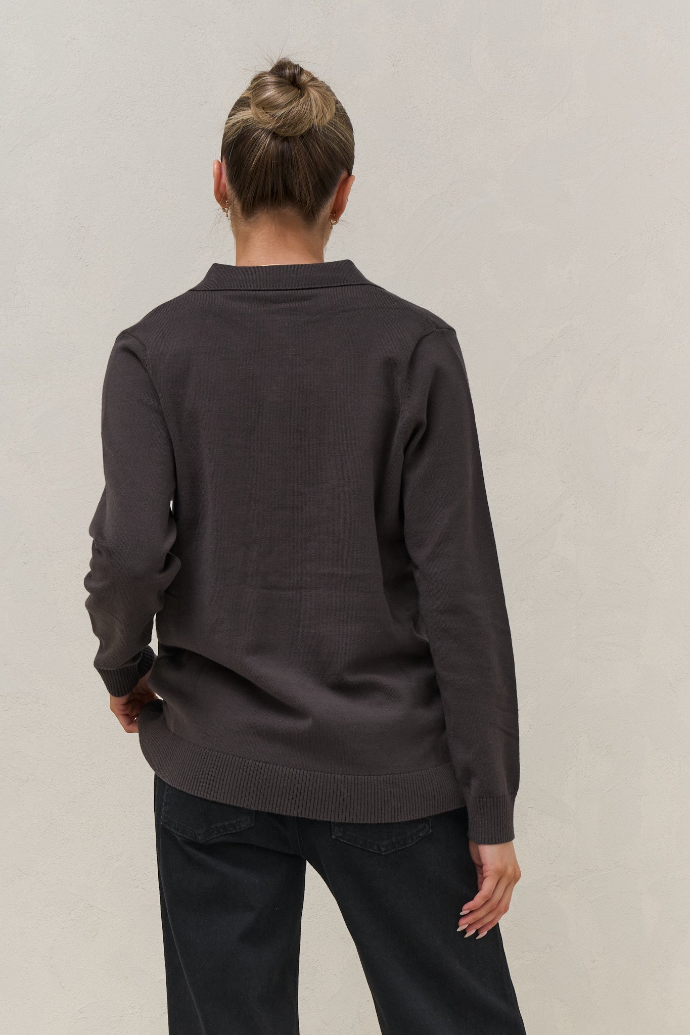 True Story Knit Nursing Polo - Chocolate