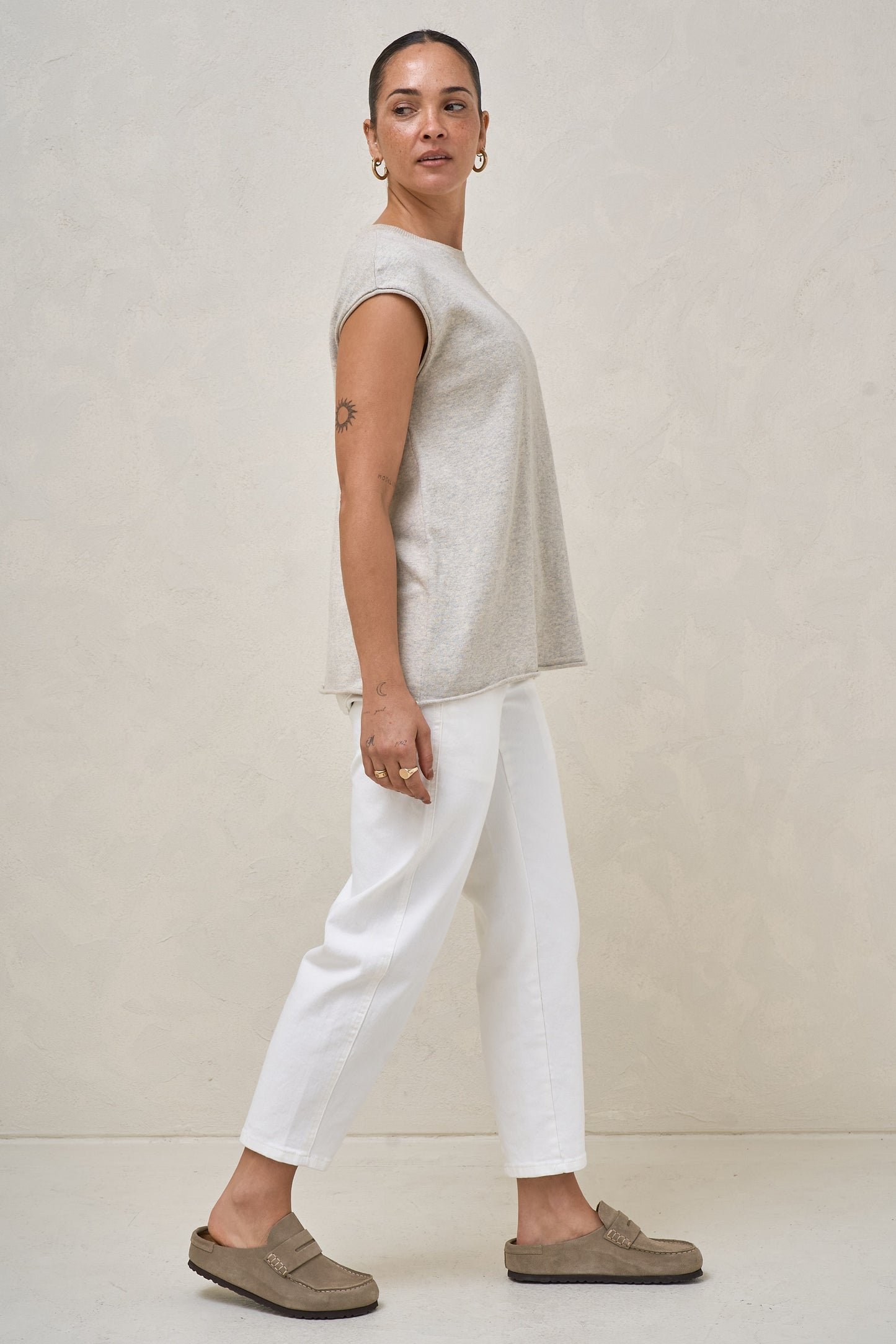 Light Form Knit Tank - Warm Grey Marle