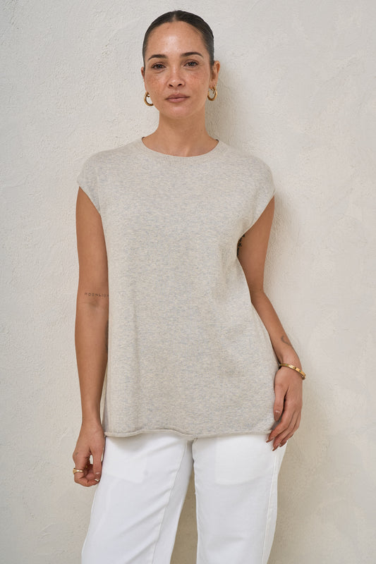 Light Form Knit Tank - Warm Grey Marle