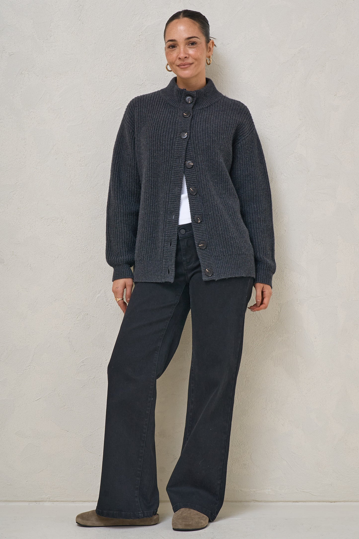 The Key Knit Cardigan - Dark Charcoal