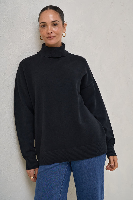 Ritual Roll Neck Jumper-Black
