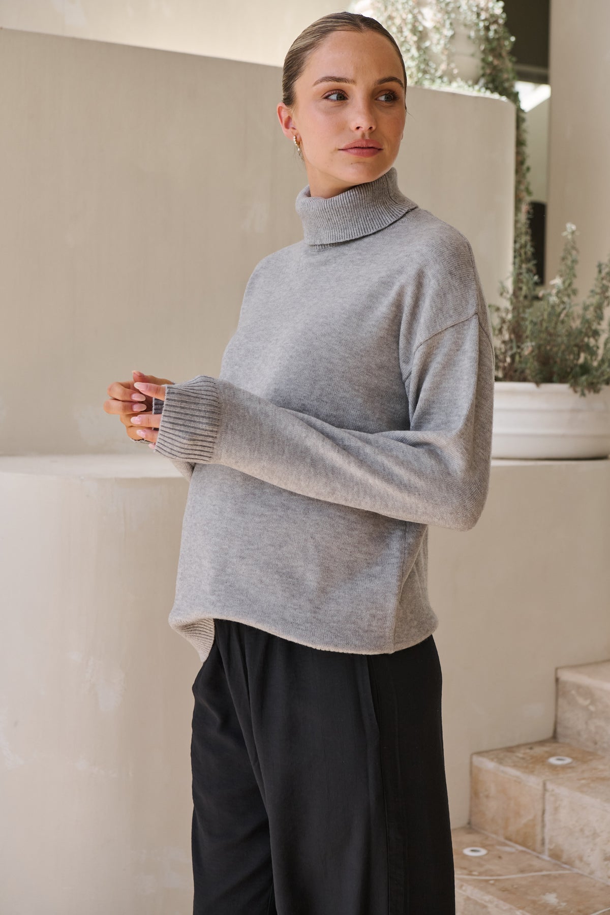 Ritual Roll Neck Jumper-Grey Marle*