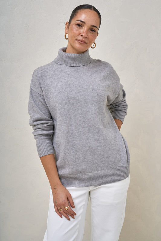Ritual Roll Neck Jumper-Grey Marle