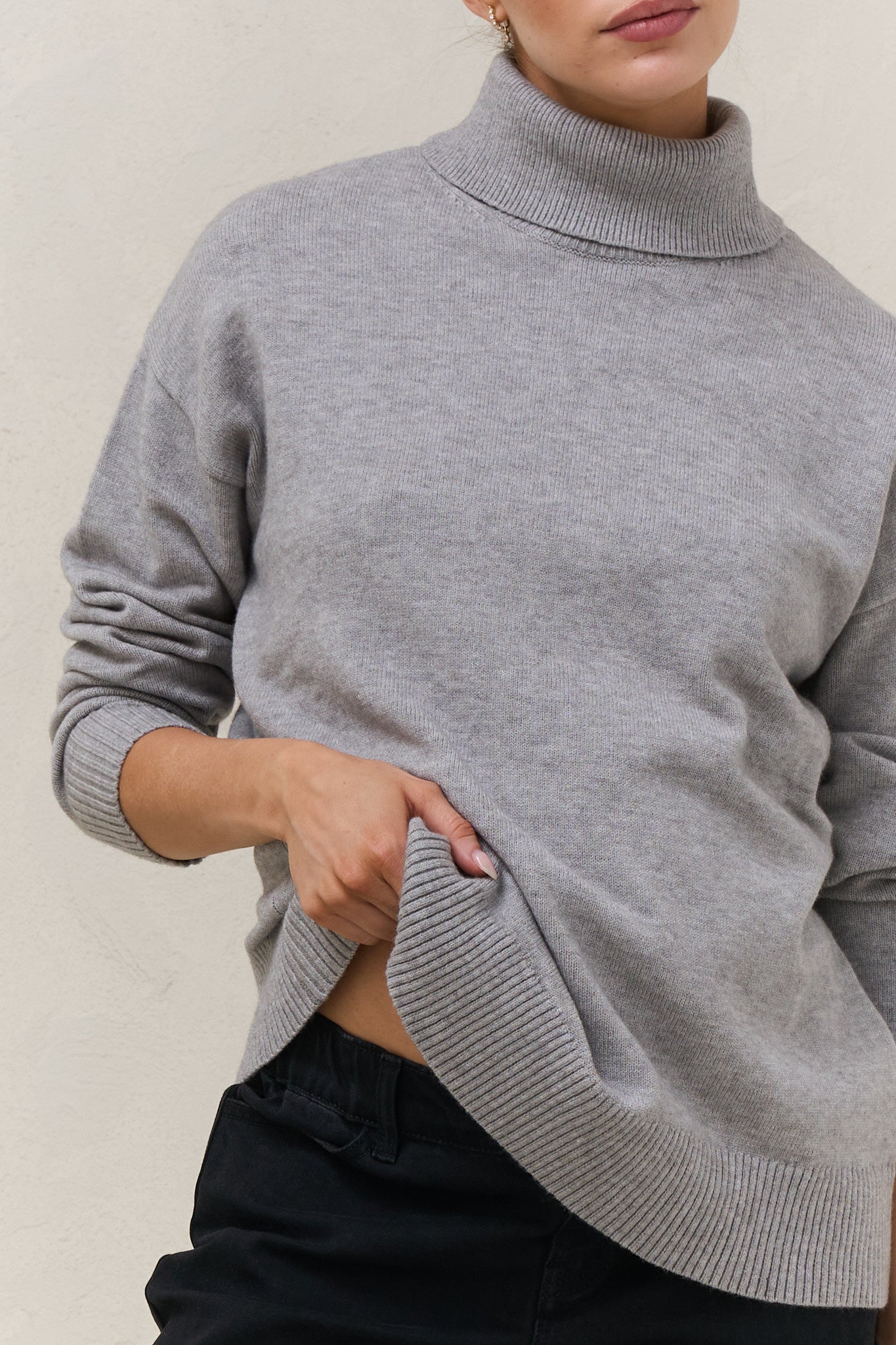 Ritual Roll Neck Jumper-Grey Marle*