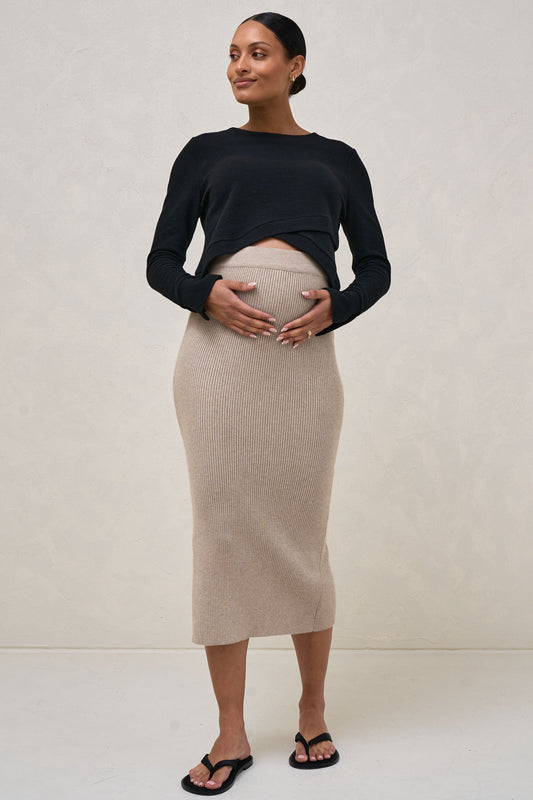 Serendipity Rib Skirt - Oatmeal