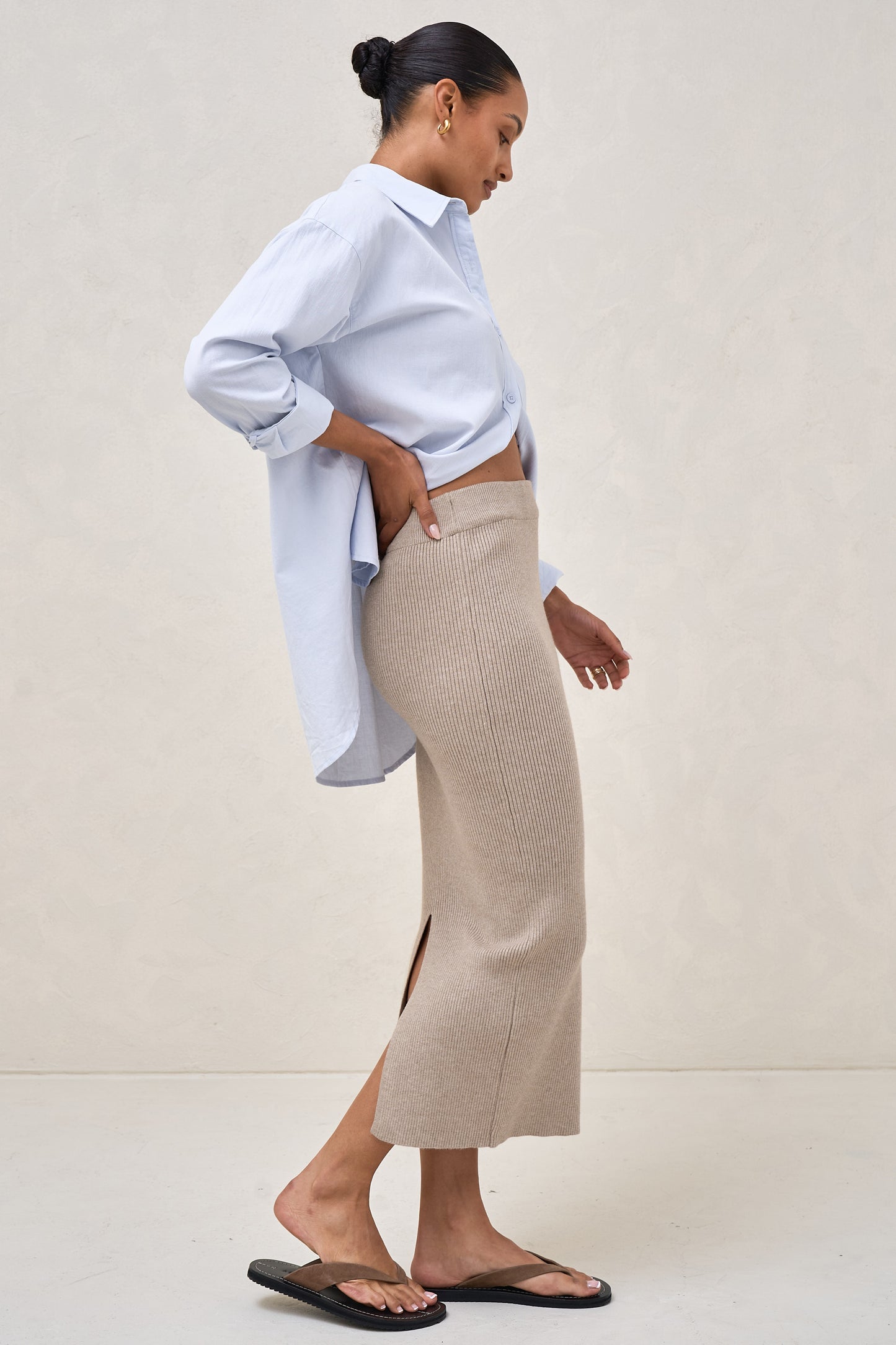 Serendipity Rib Skirt - Oatmeal