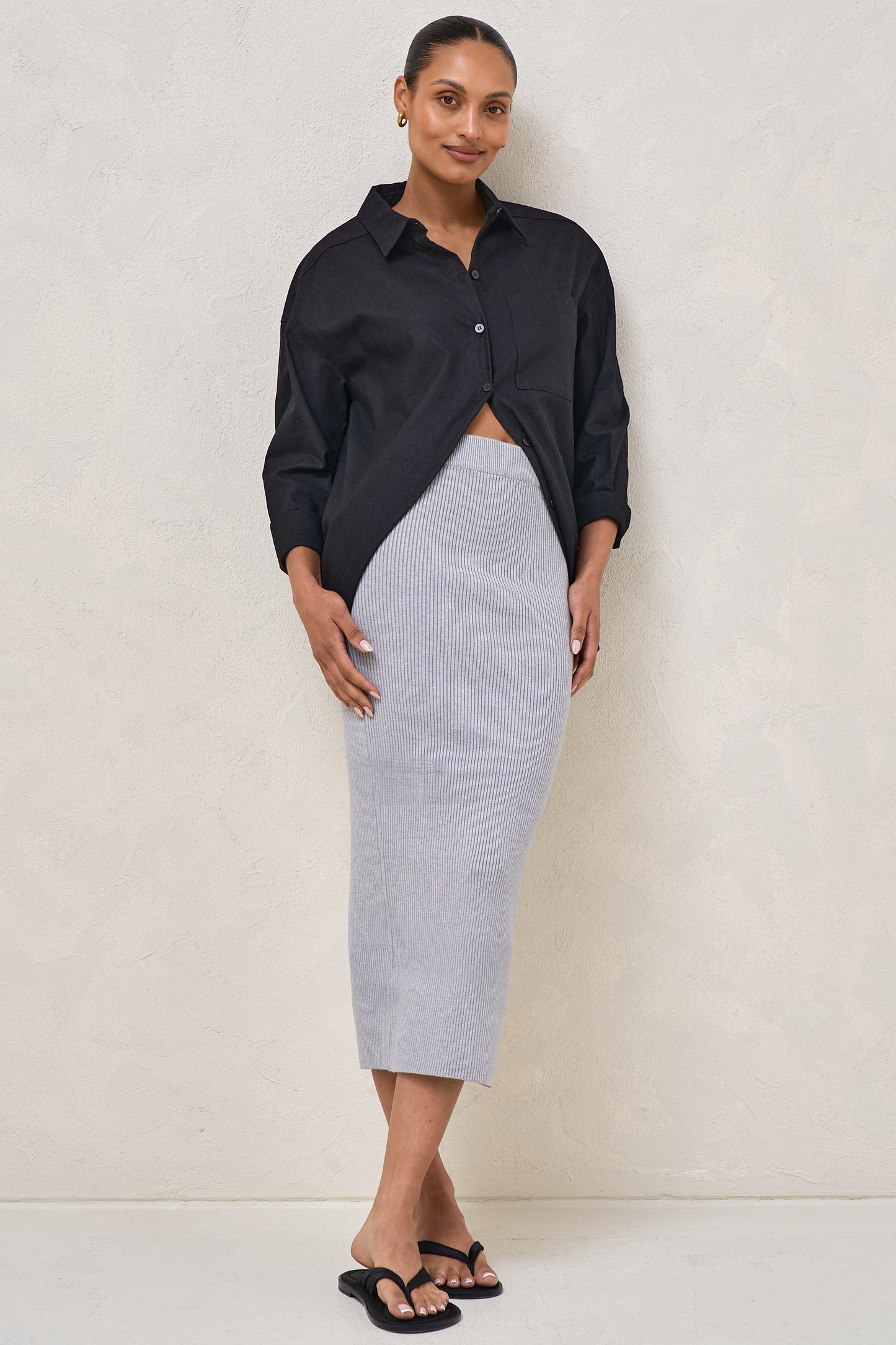 Serendipity Rib Skirt - Grey