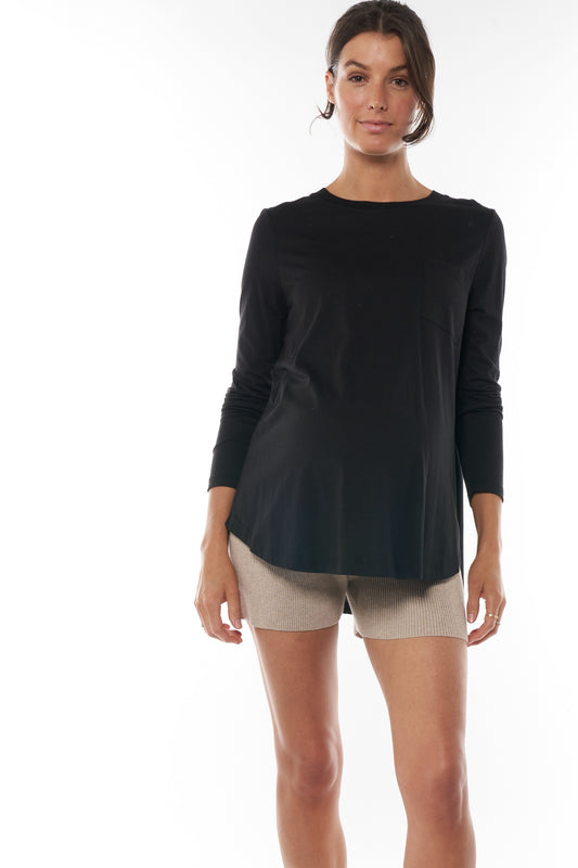 Long Sleeve Maternity Top Black 1