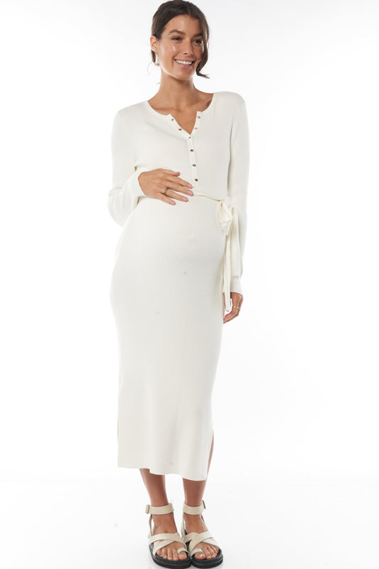 Maternity Rib Long Sleeve Dress -1