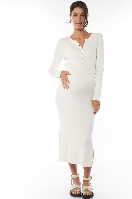 Maternity Rib Long Sleeve Dress -5