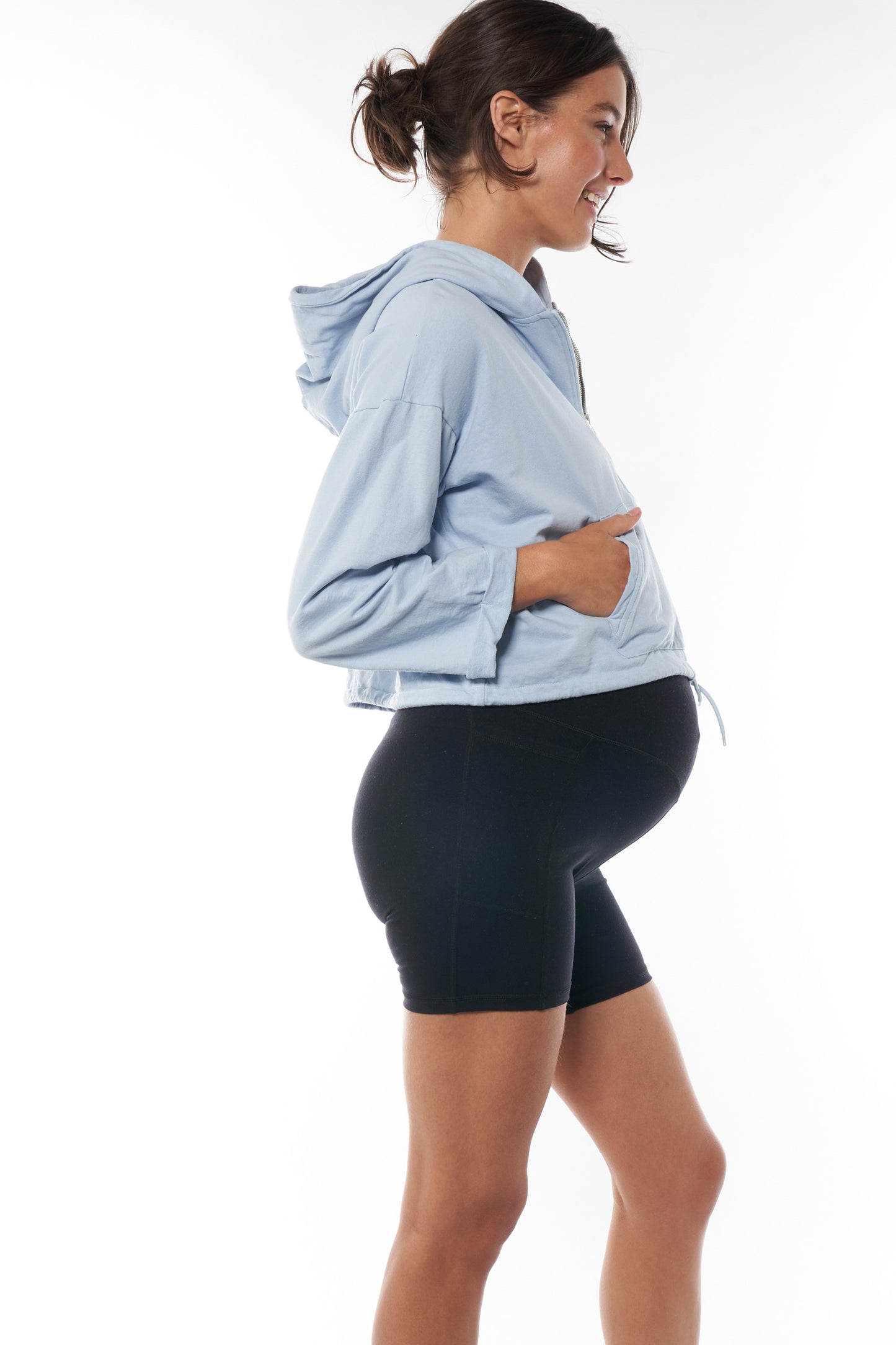 Maternity and Nursing Cropped Hoodie - Blue -2