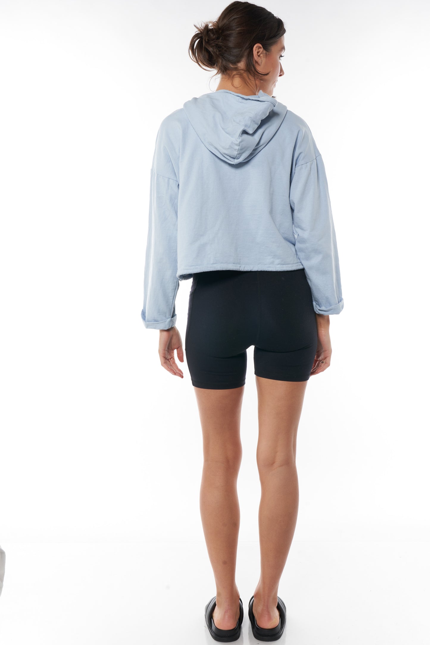 Maternity and Nursing Cropped Hoodie  - Blue -3