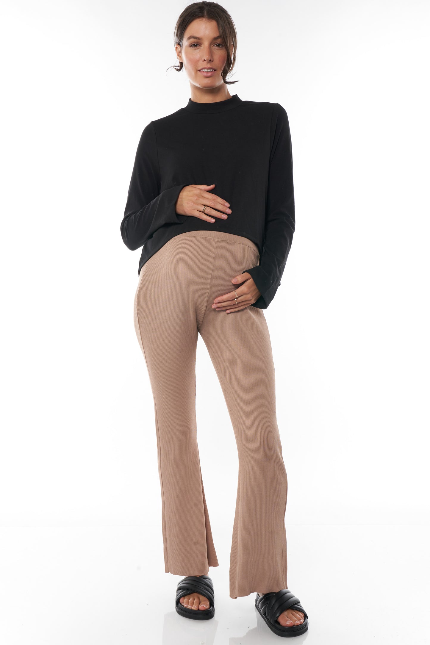 Long Sleeve Maternity Crop in Black -4