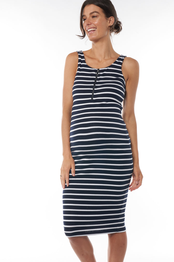 Maternity Side-Zip Nursing Dress in Ponte