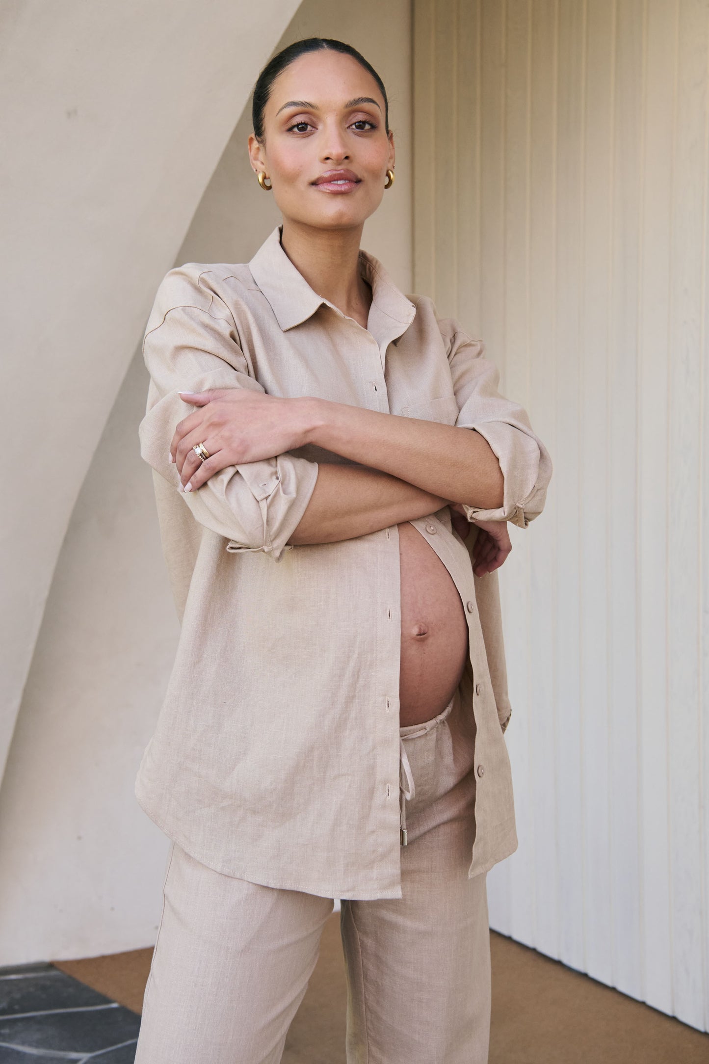 Timeless Relaxed Linen Shirt - Biscuit