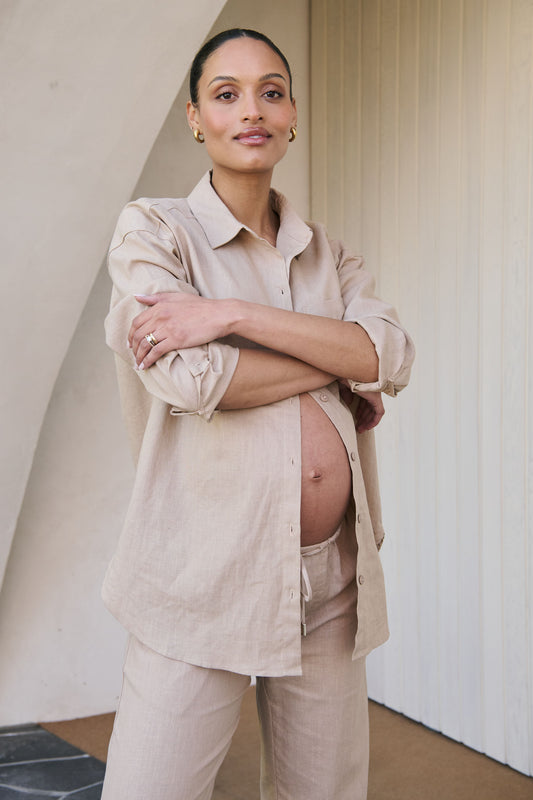 Timeless Relaxed Linen Shirt - Biscuit