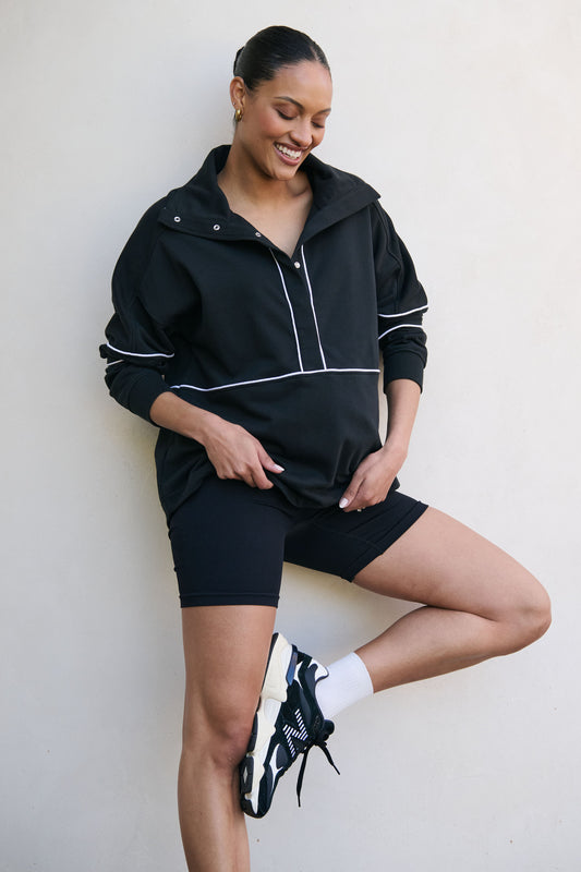Over And Out Nursing Sweat - Blk/Wht