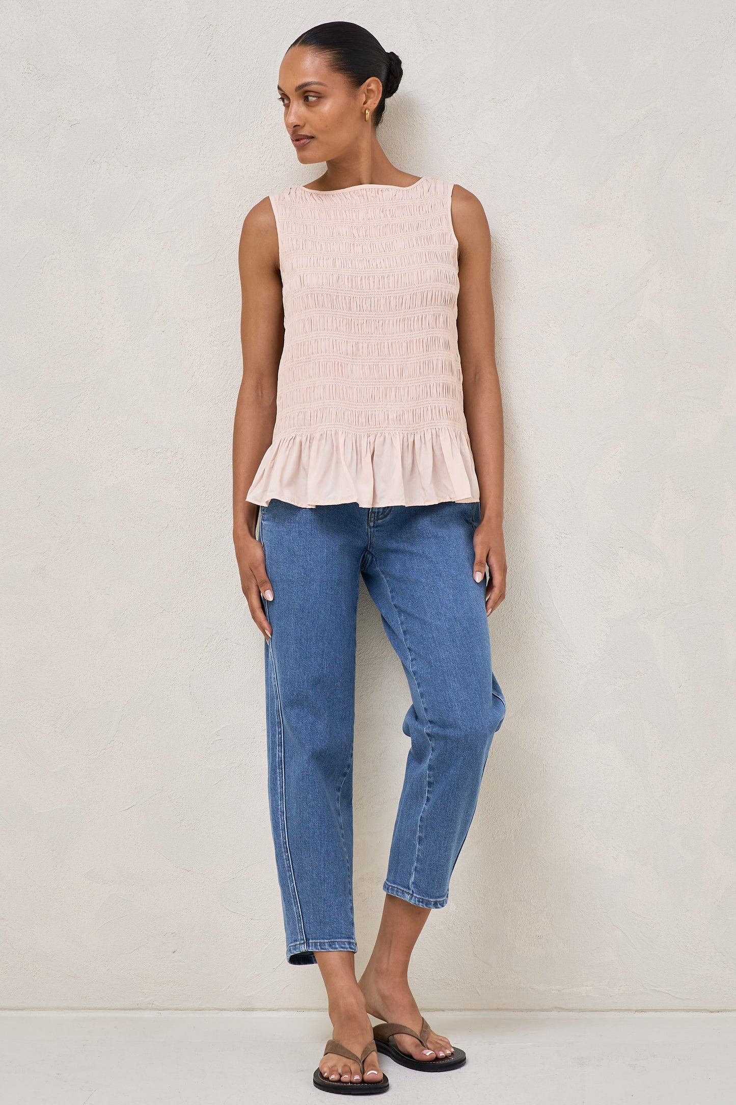 Blurred Lines Gathered Top - Soft Pink