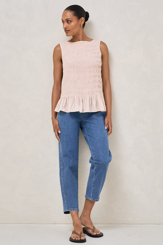 Blurred Lines Gathered Top - Soft Pink