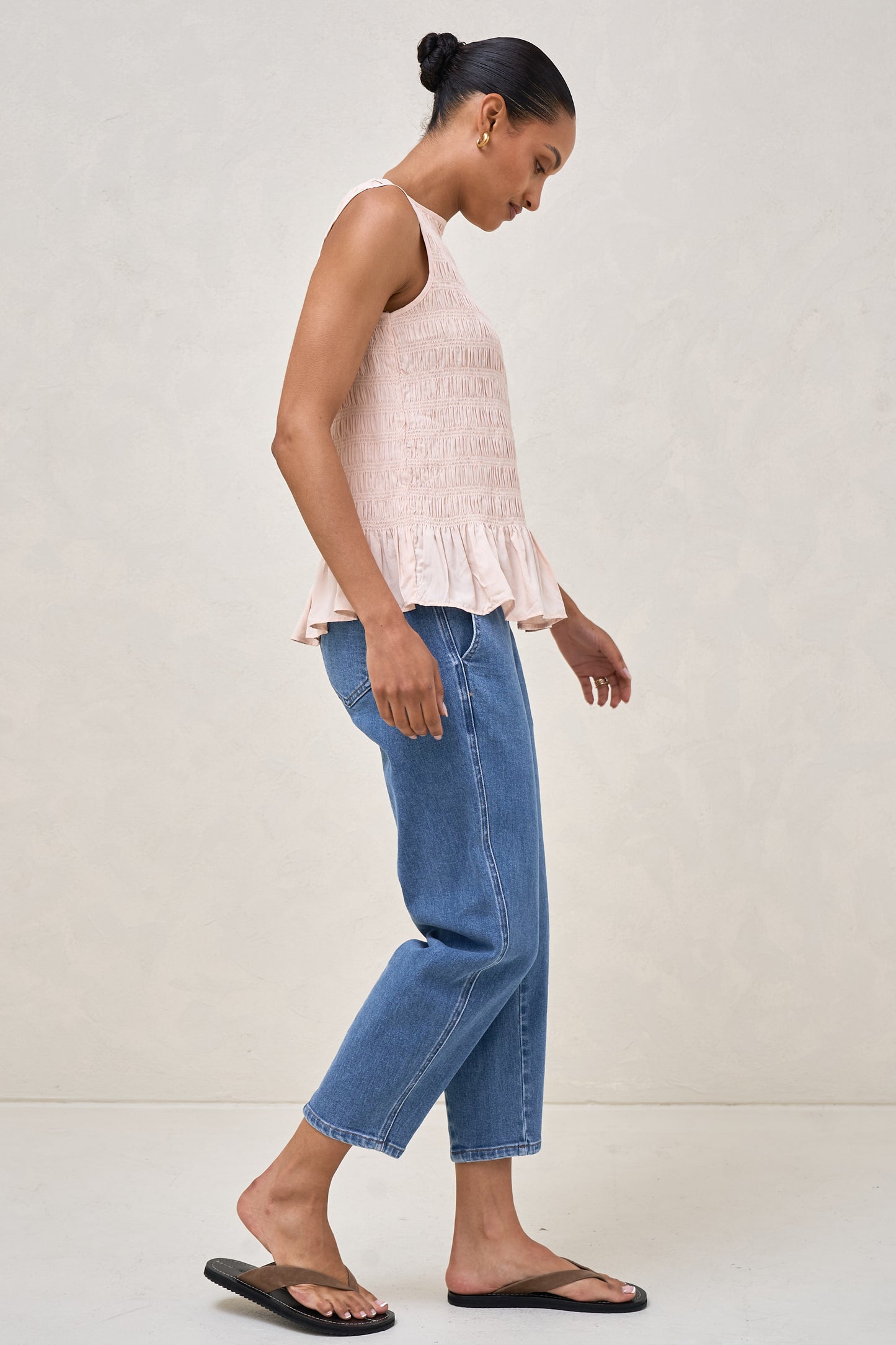 Blurred Lines Gathered Top - Soft Pink