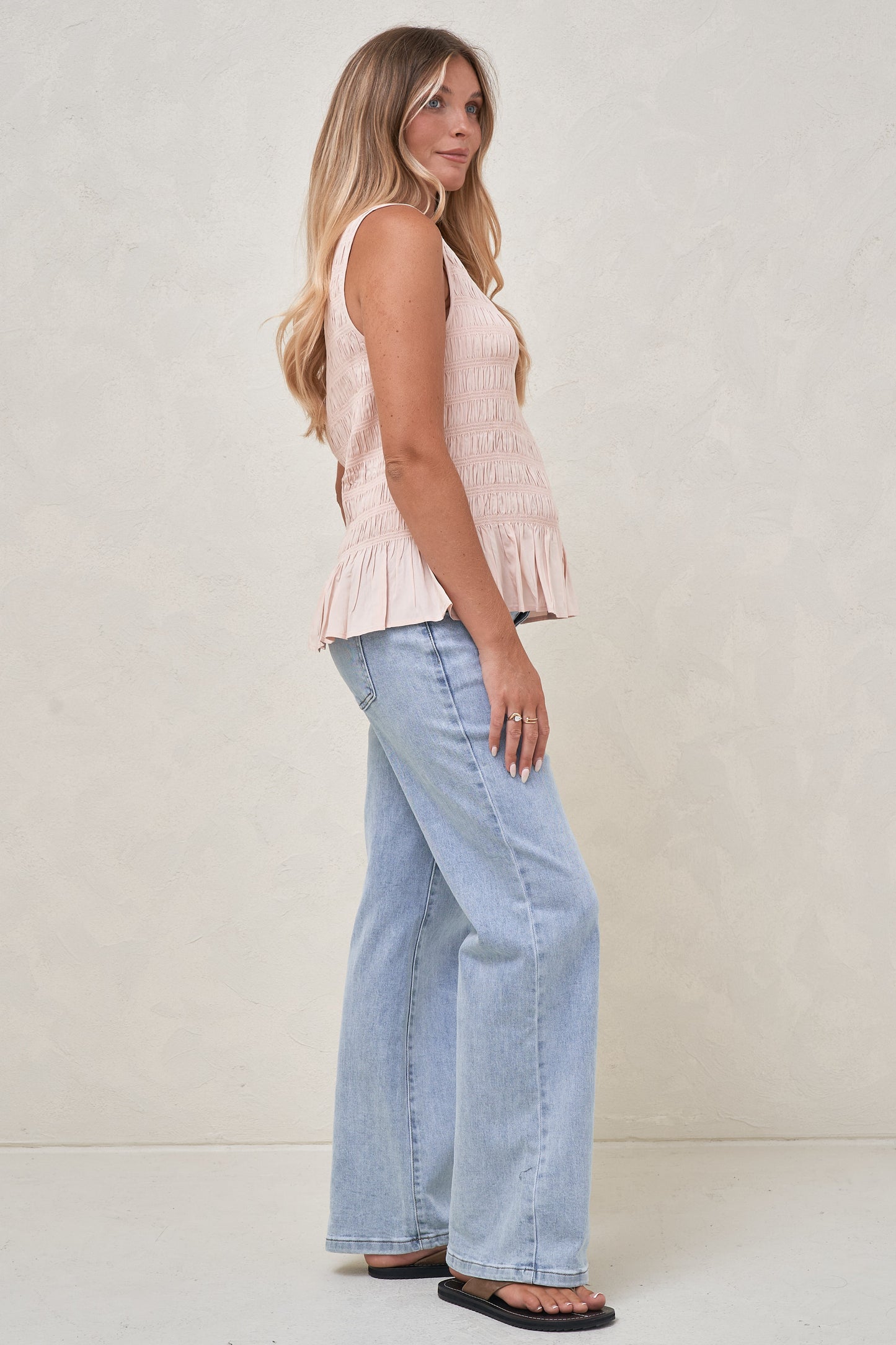 Blurred Lines Gathered Top - Soft Pink