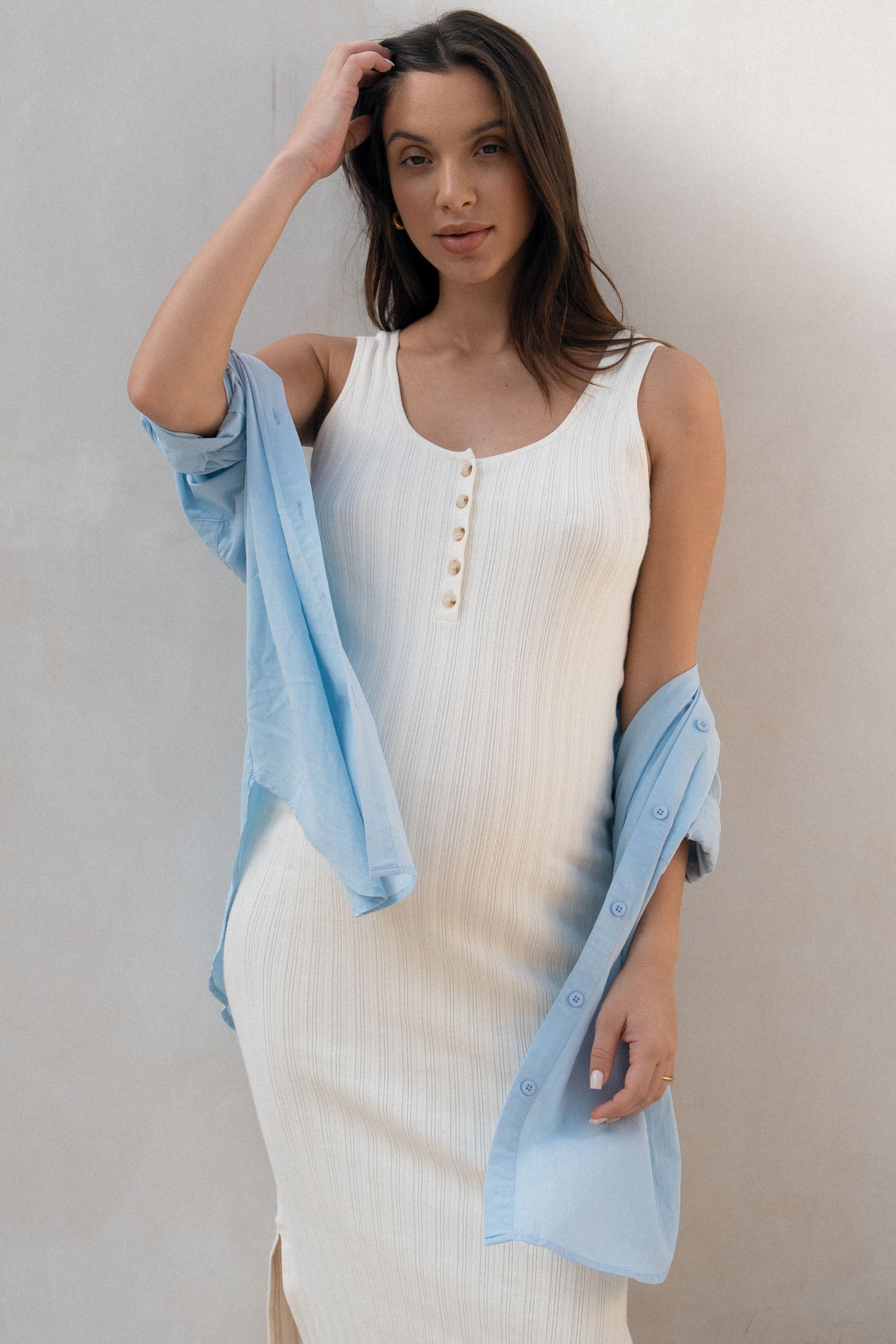 Maternity and Nursing Knit Dress in White – BAE The Label Australia