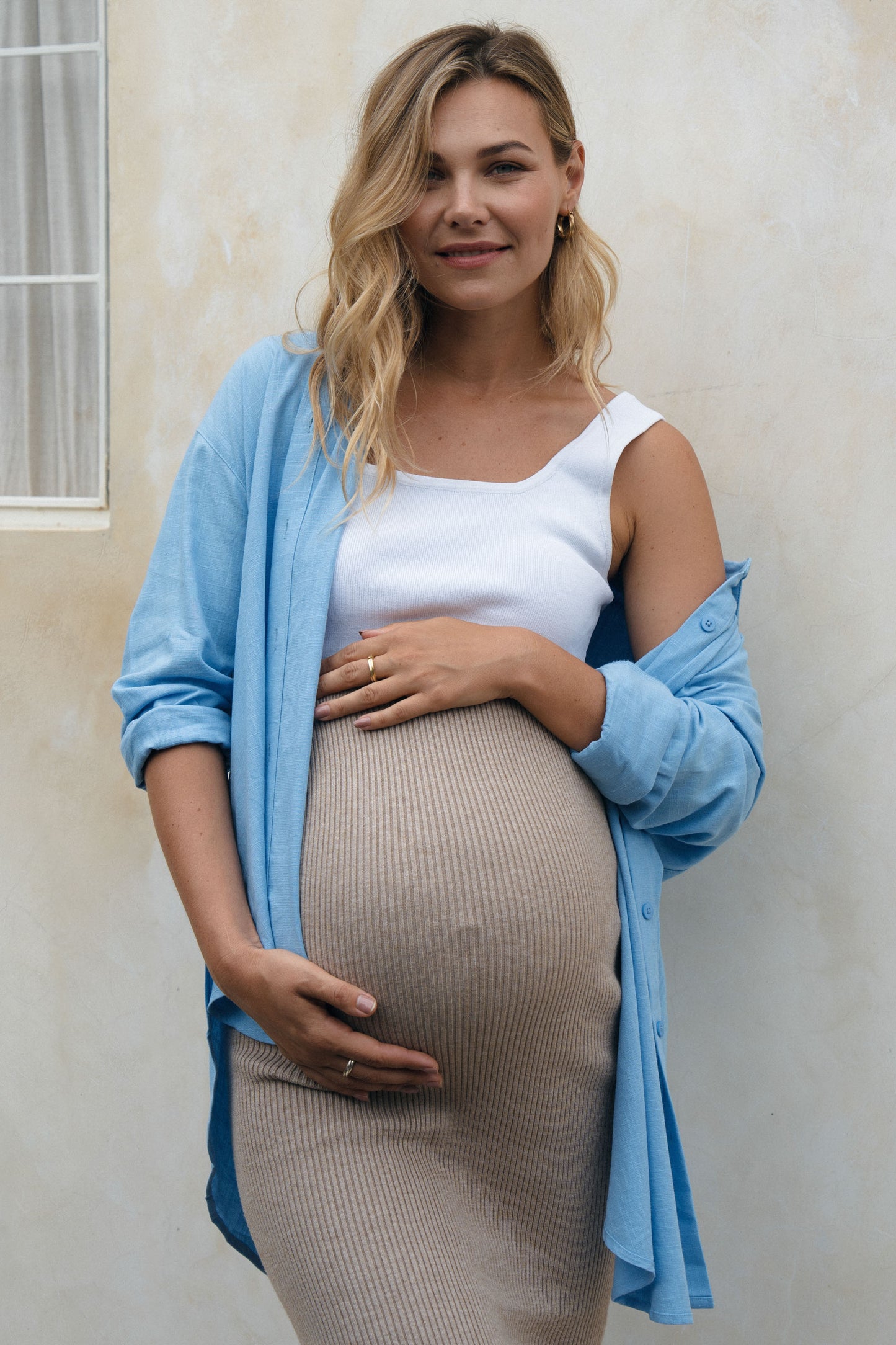 Maternity Rib Knit Skirt - Oatmeal - 5