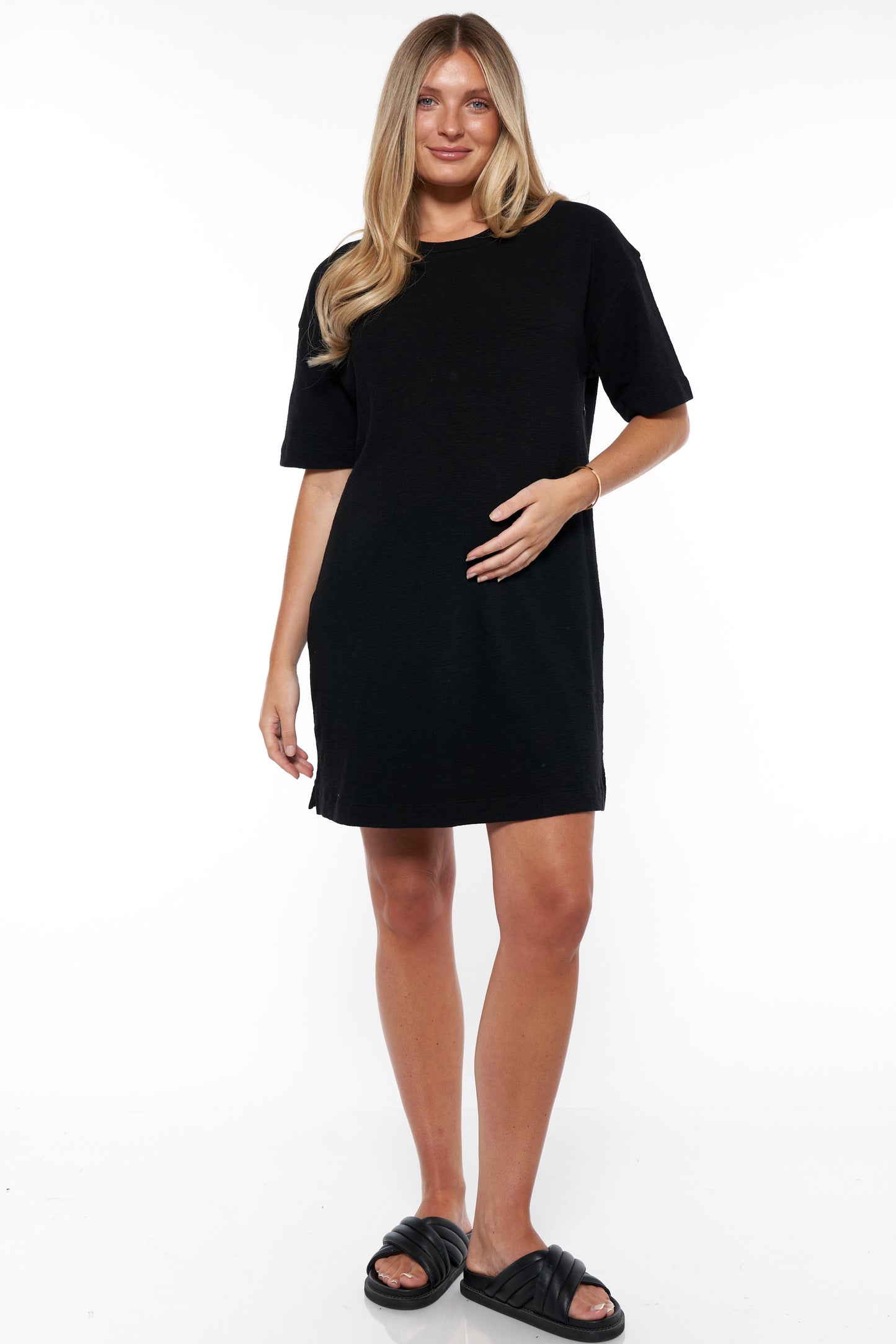 Black maternity & Nursing Tee Dress -5