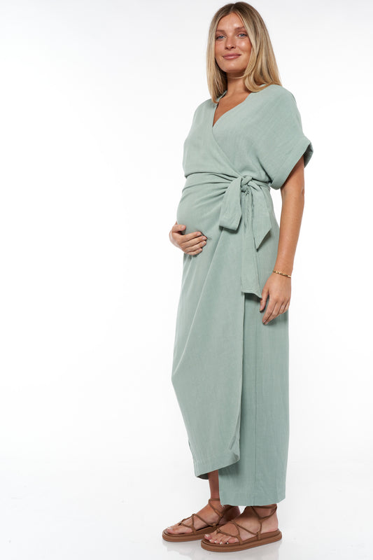 Seraphine Women's Casual Dress, Nursing Wrap Maternity Dress, sage