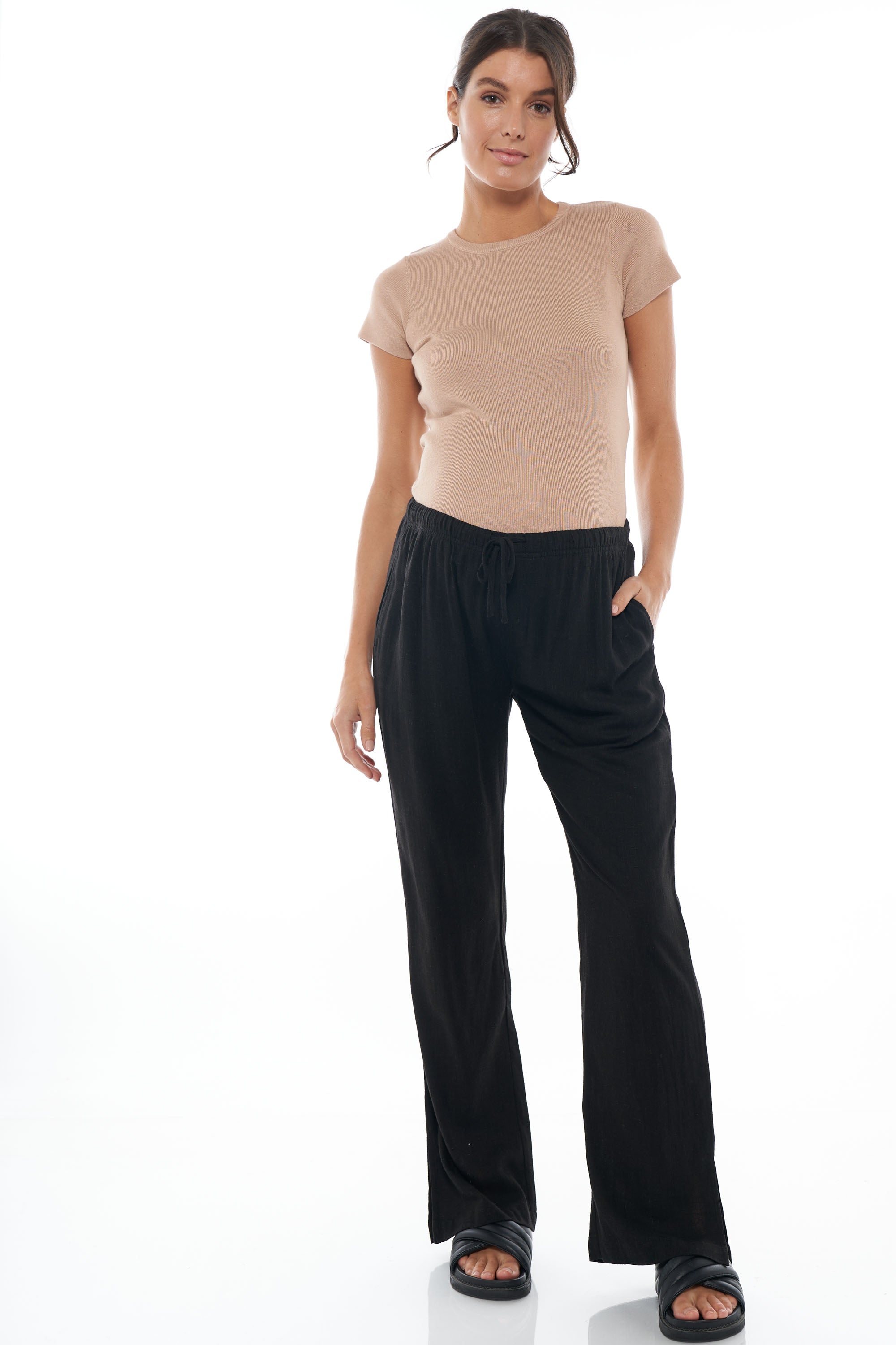 Black maternity linen pant BAE The Label Australia