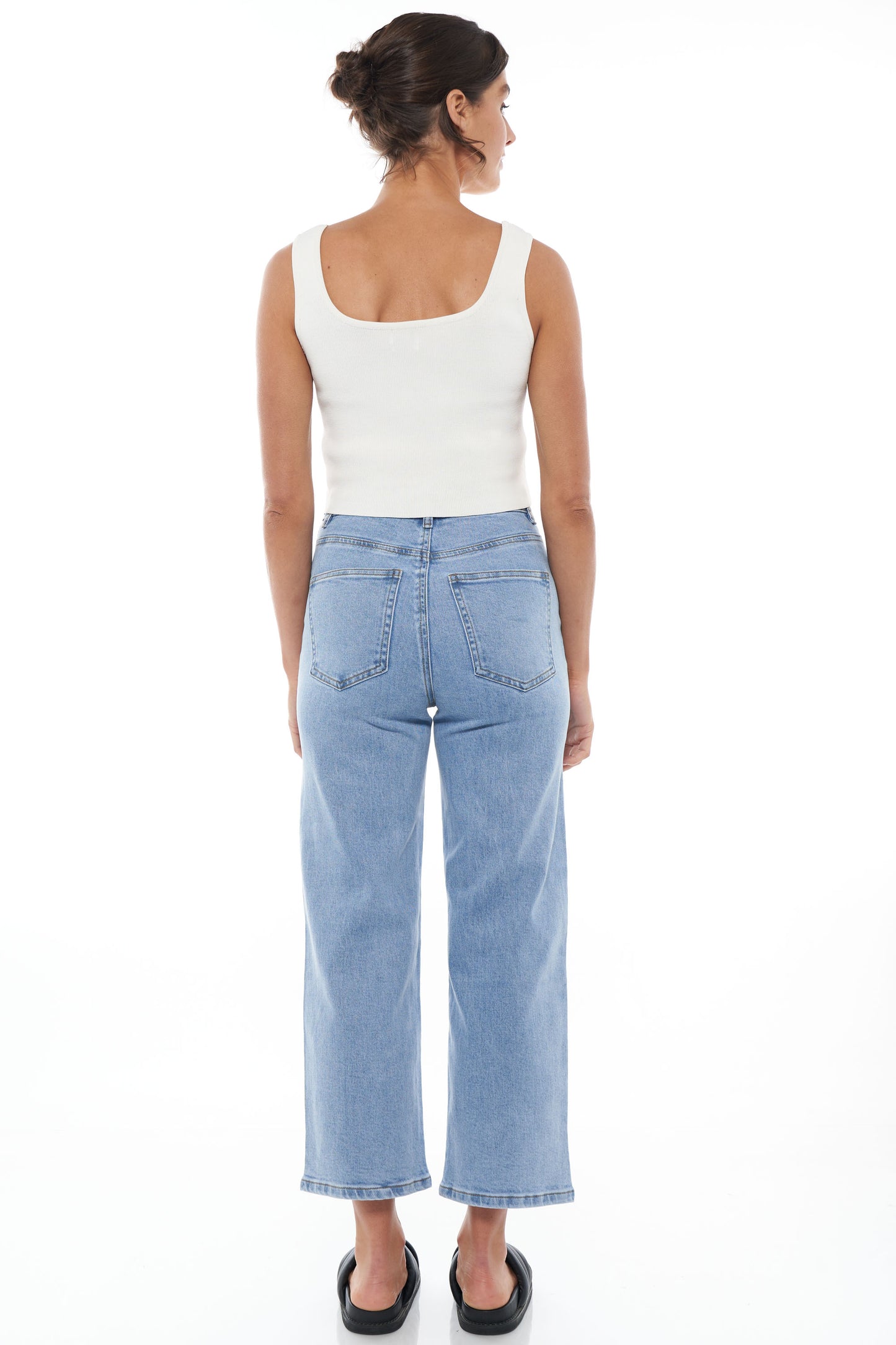 maternity wide leg cropped jean blue 4