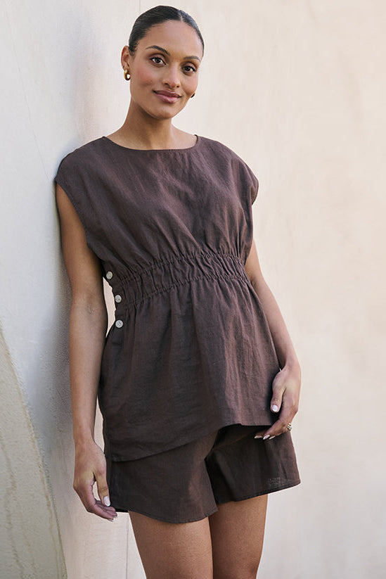 Timeless Button-Side Top - Chocolate*