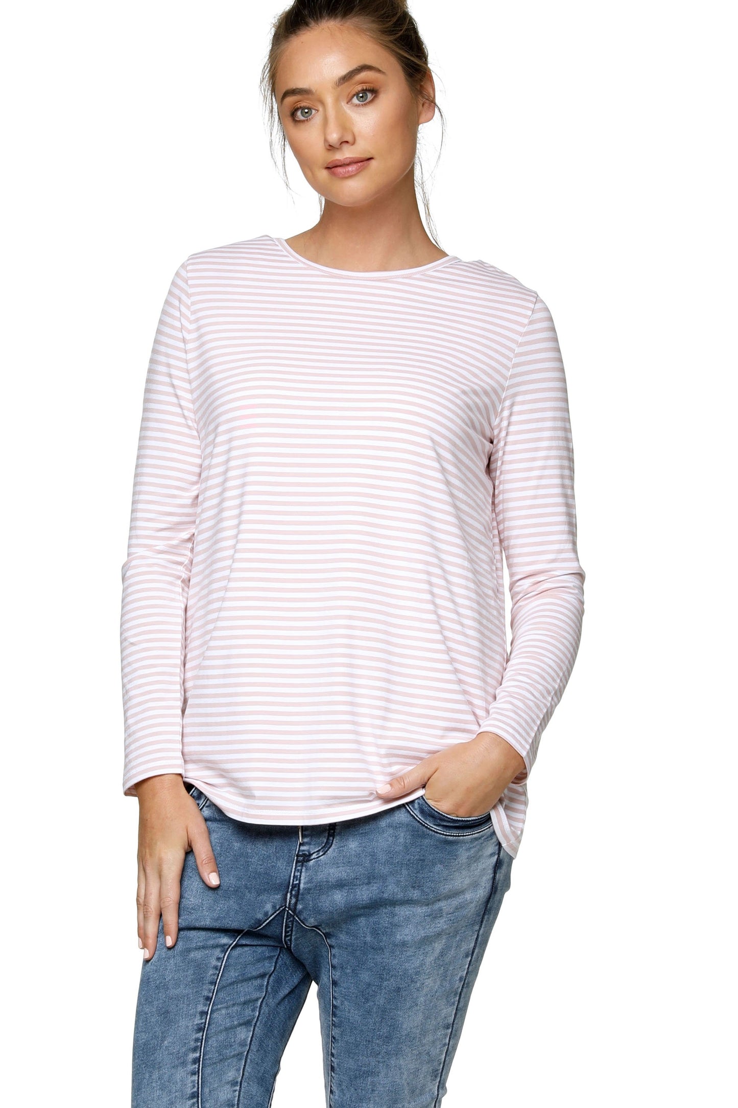 Casual Maternity Top Pink Stripe - 9