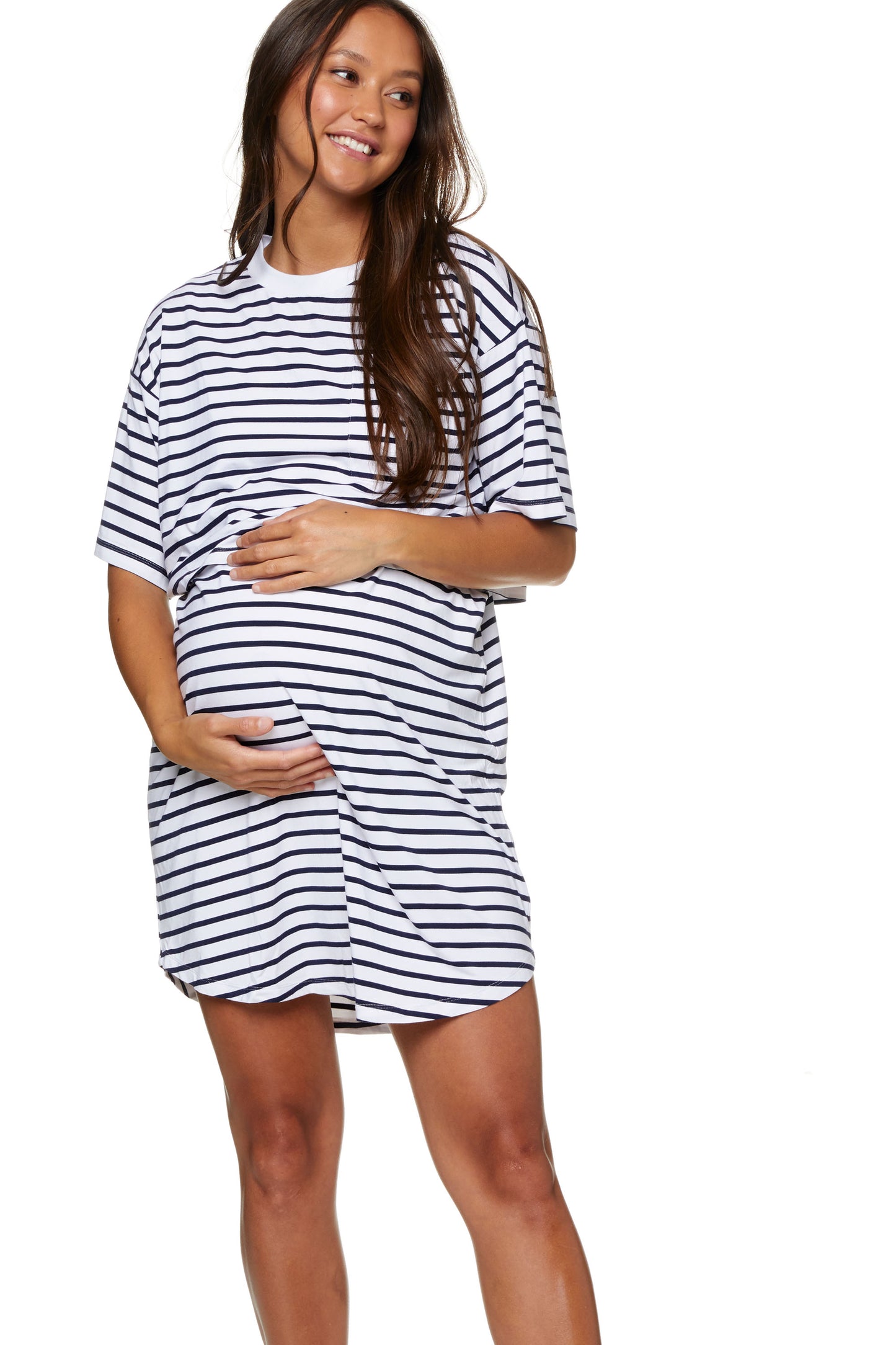 Maternity Pajamas Nursing Dress Stripe - 1 