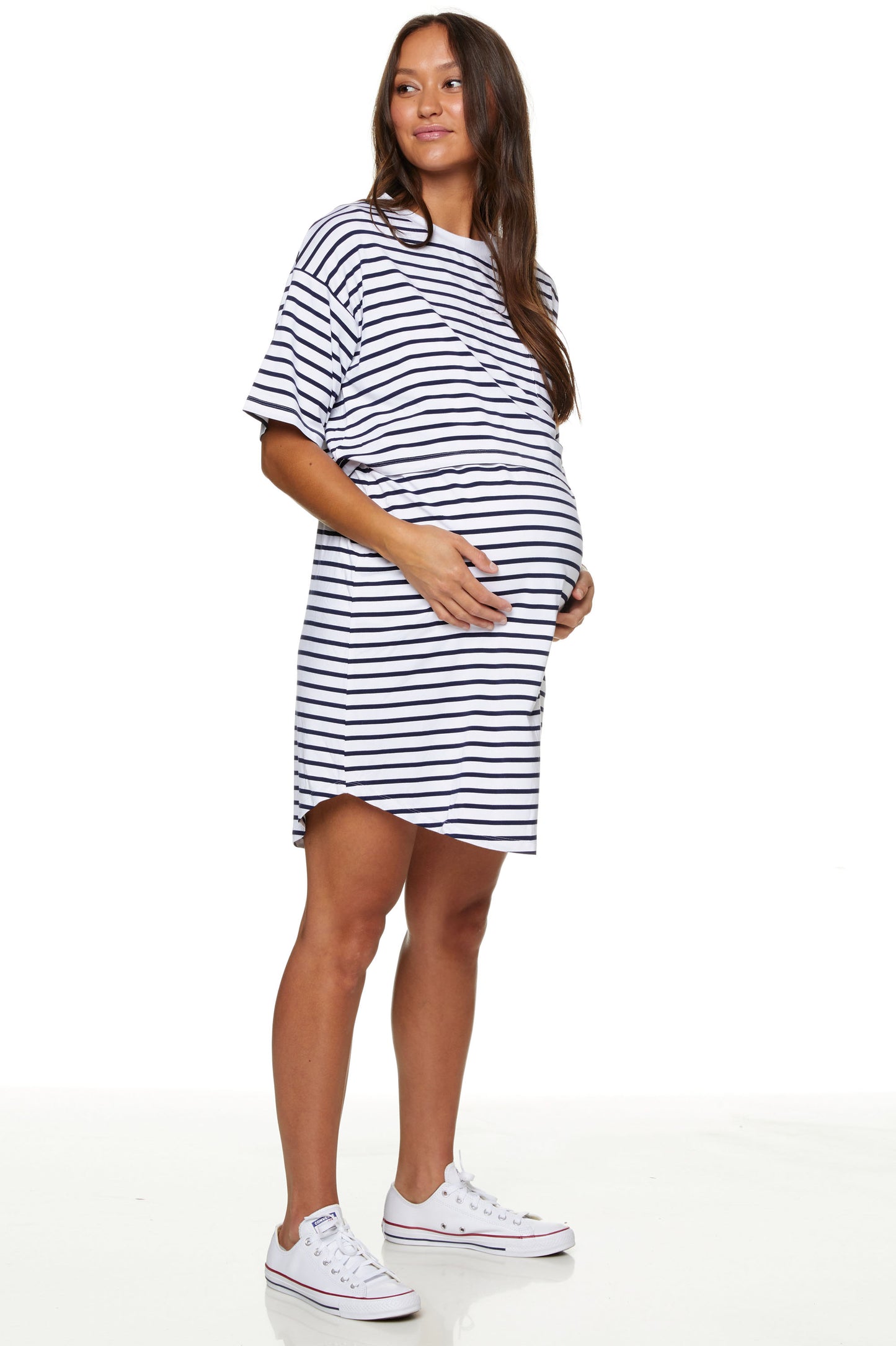 Maternity Pajamas Nursing Dress Stripe - 3