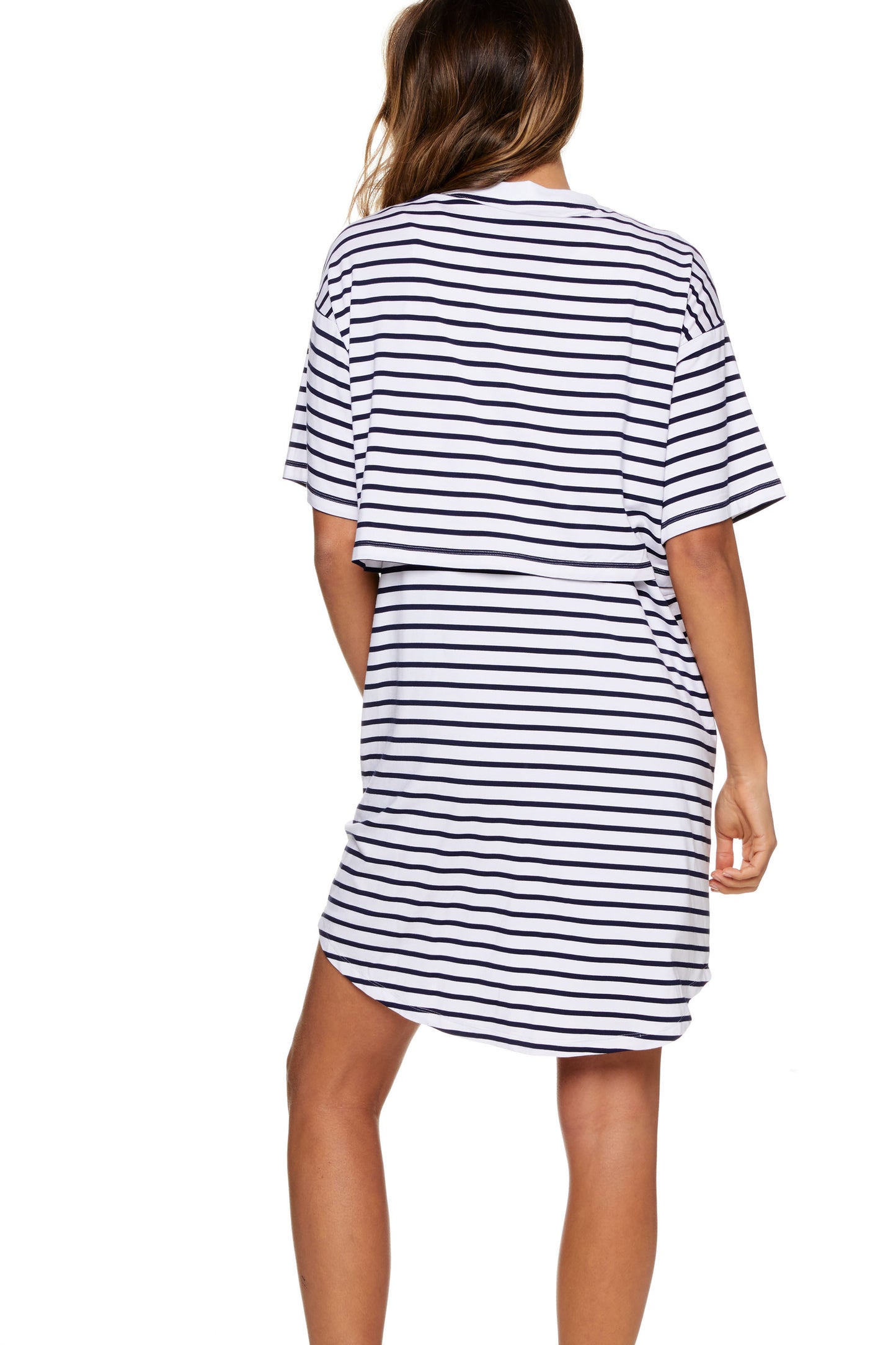 Maternity Pajamas Nursing Dress Stripe - 8
