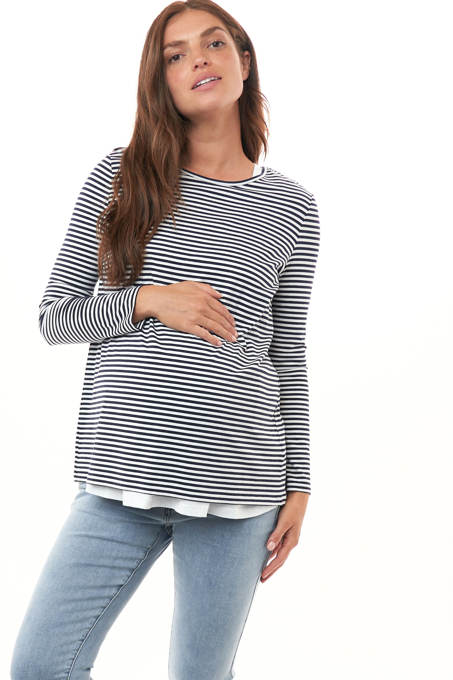 Casual Maternity Top Navy Stripe - 1