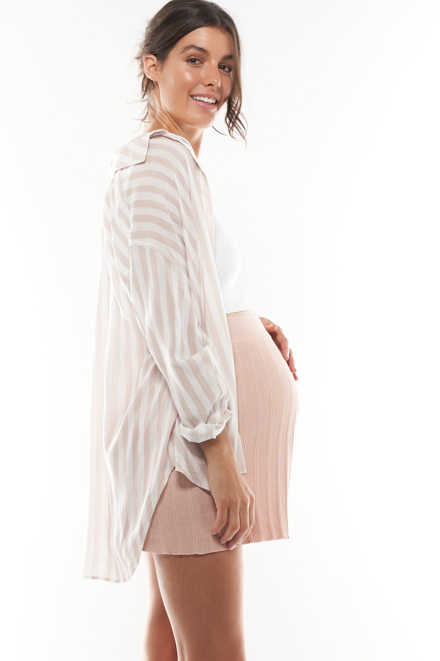 Pink Stripe Maternity Shirt -2