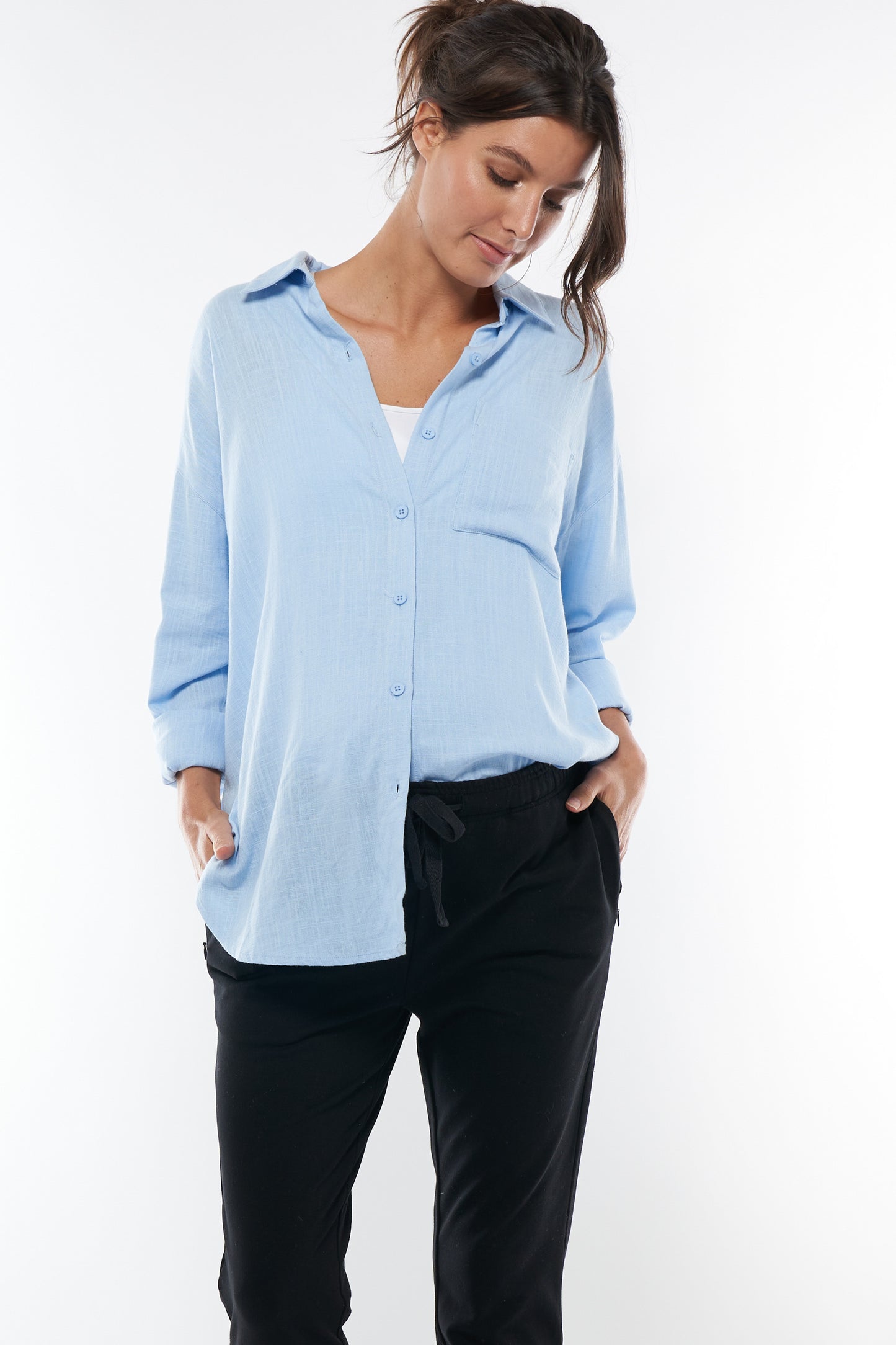 Maternity Linen Shirt - Blue 4
