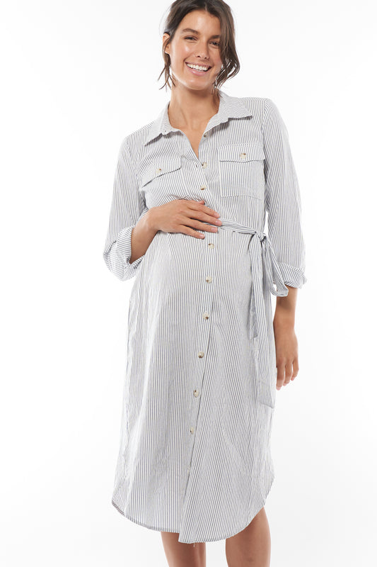Maternity Shirt Dress Stripe -1