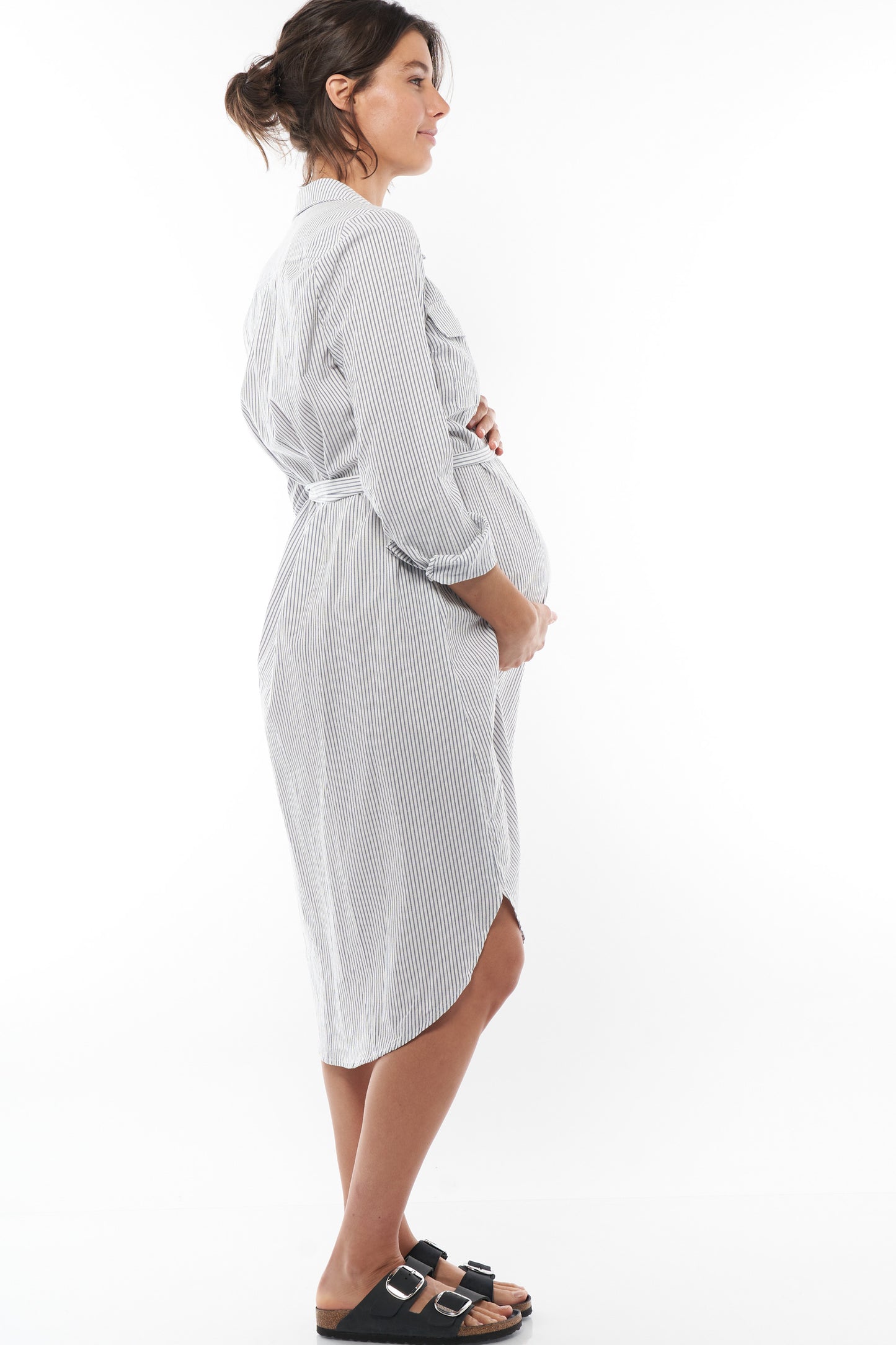 Maternity Shirt Dress Stripe -2