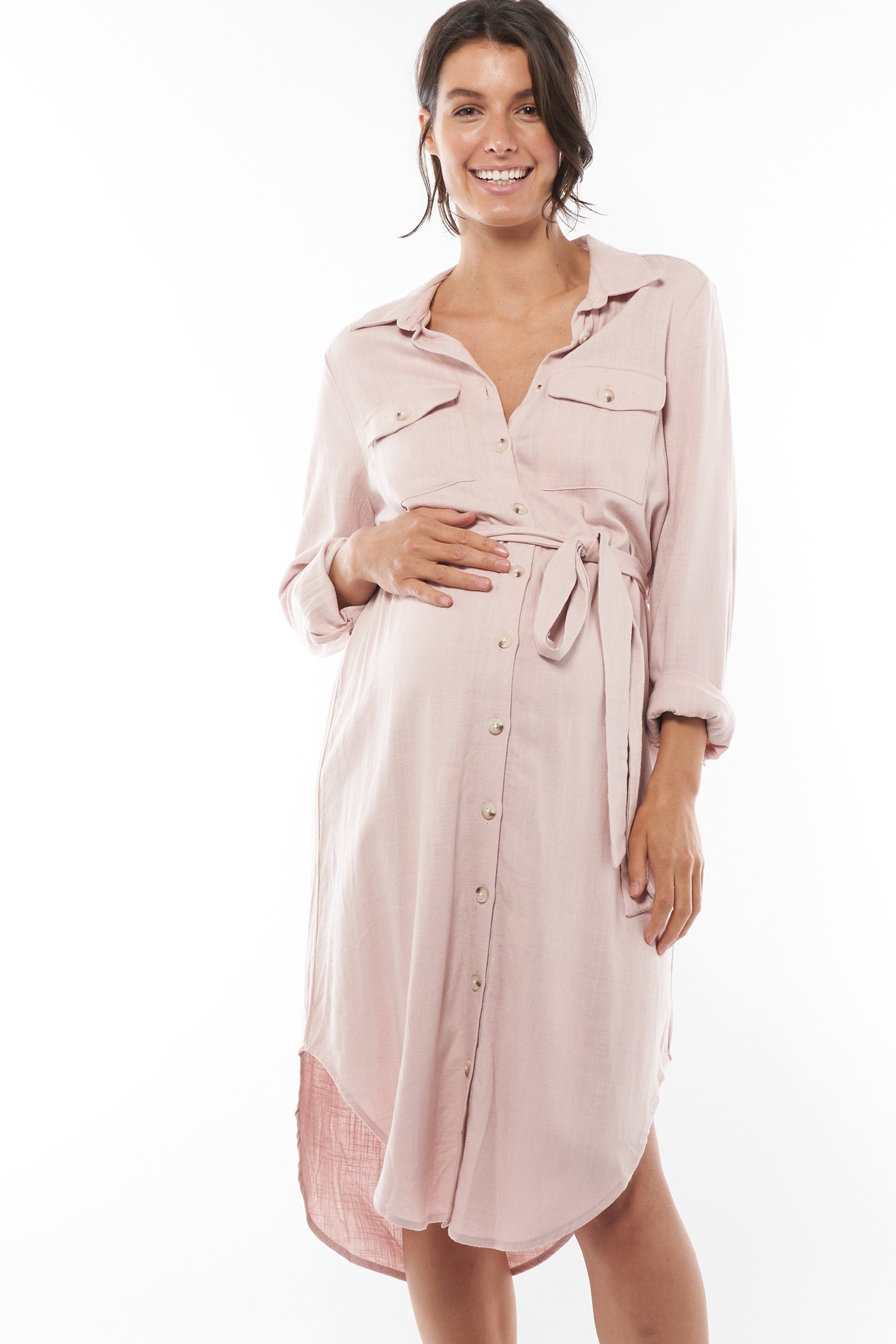 Maternity Shirtdress Pink -4